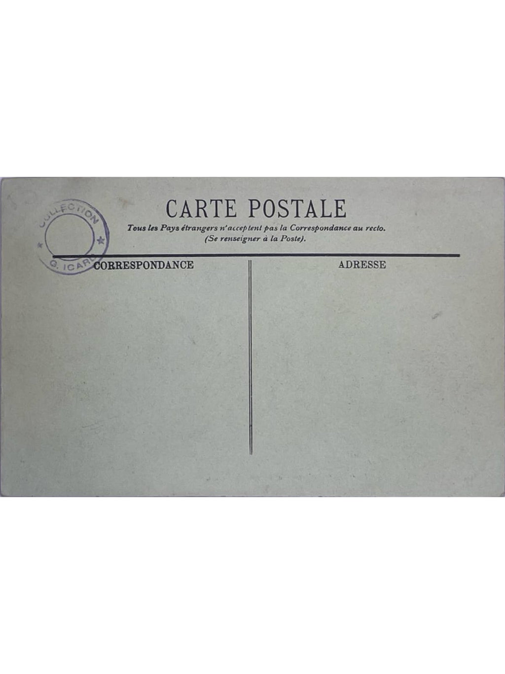 Verso de la carte postale