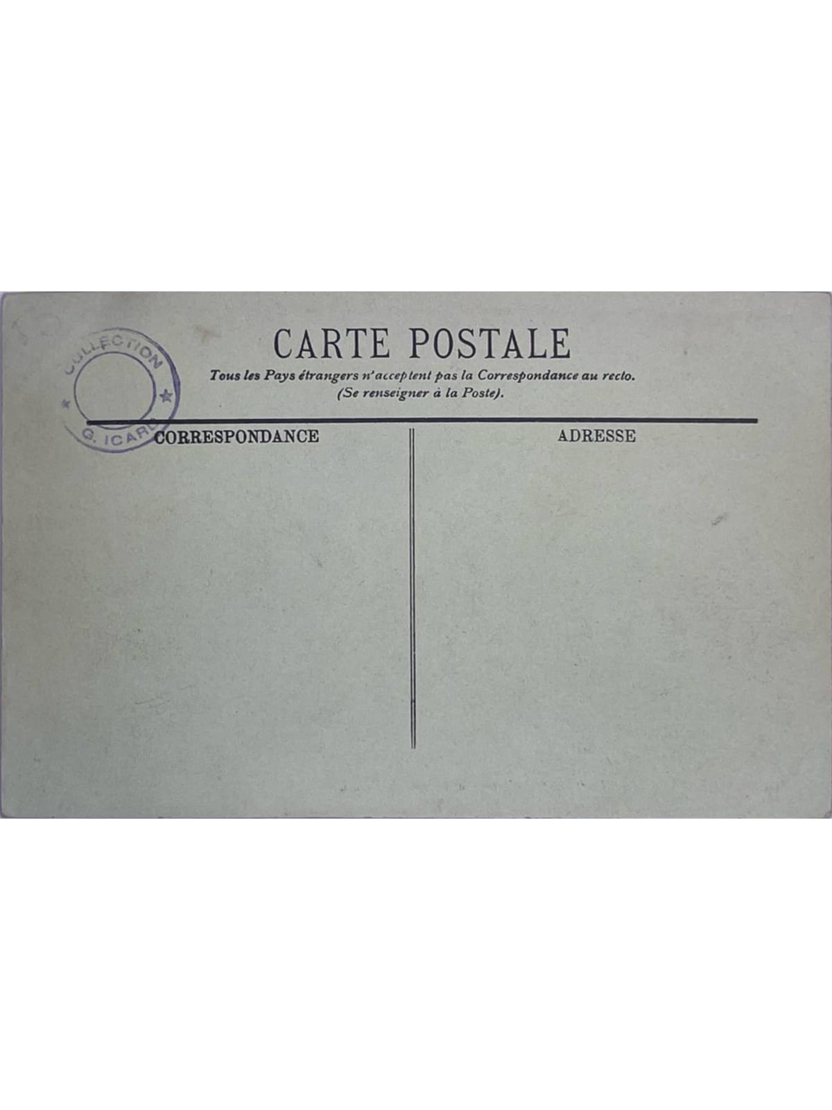 Verso de la carte postale