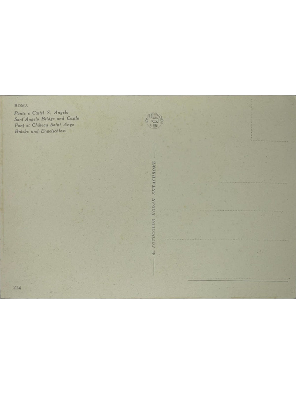 Verso de la carte postale