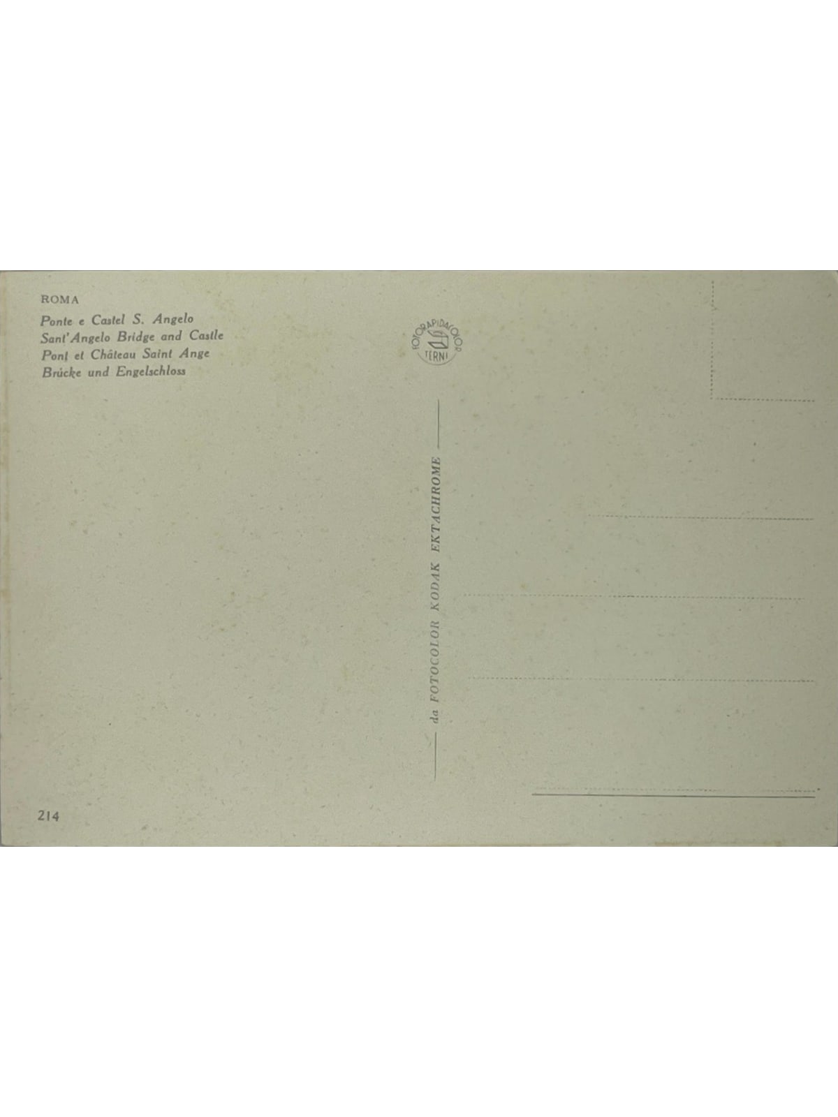 Verso de la carte postale