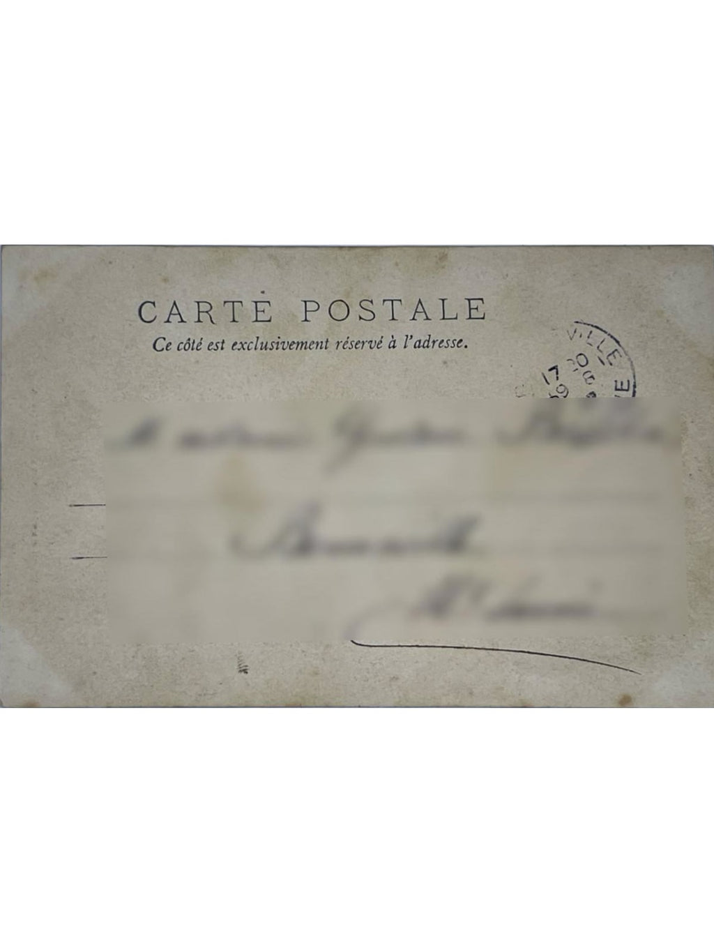 Verso de la carte postale