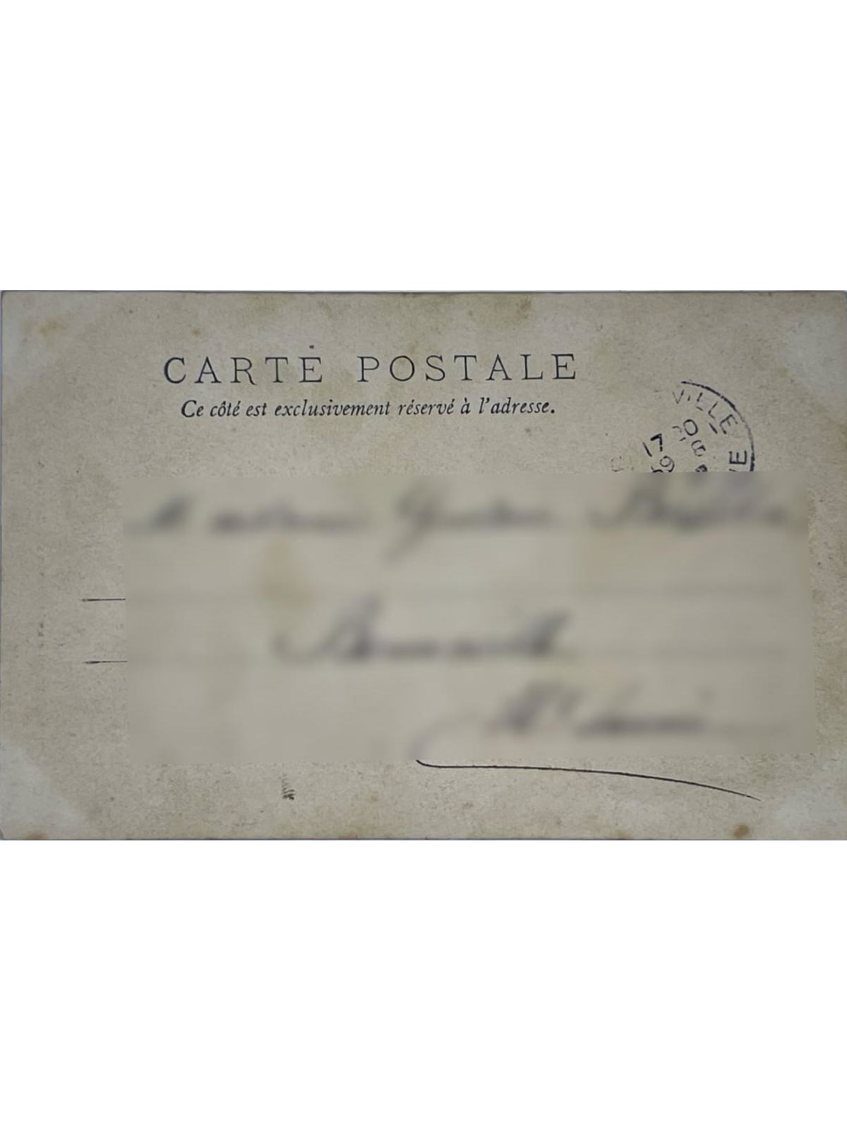 Verso de la carte postale