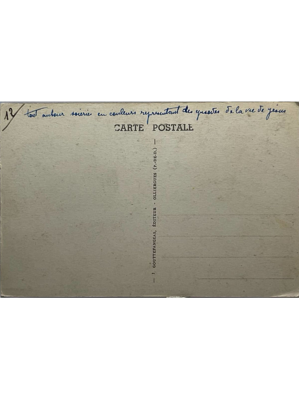 Verso de la carte postale