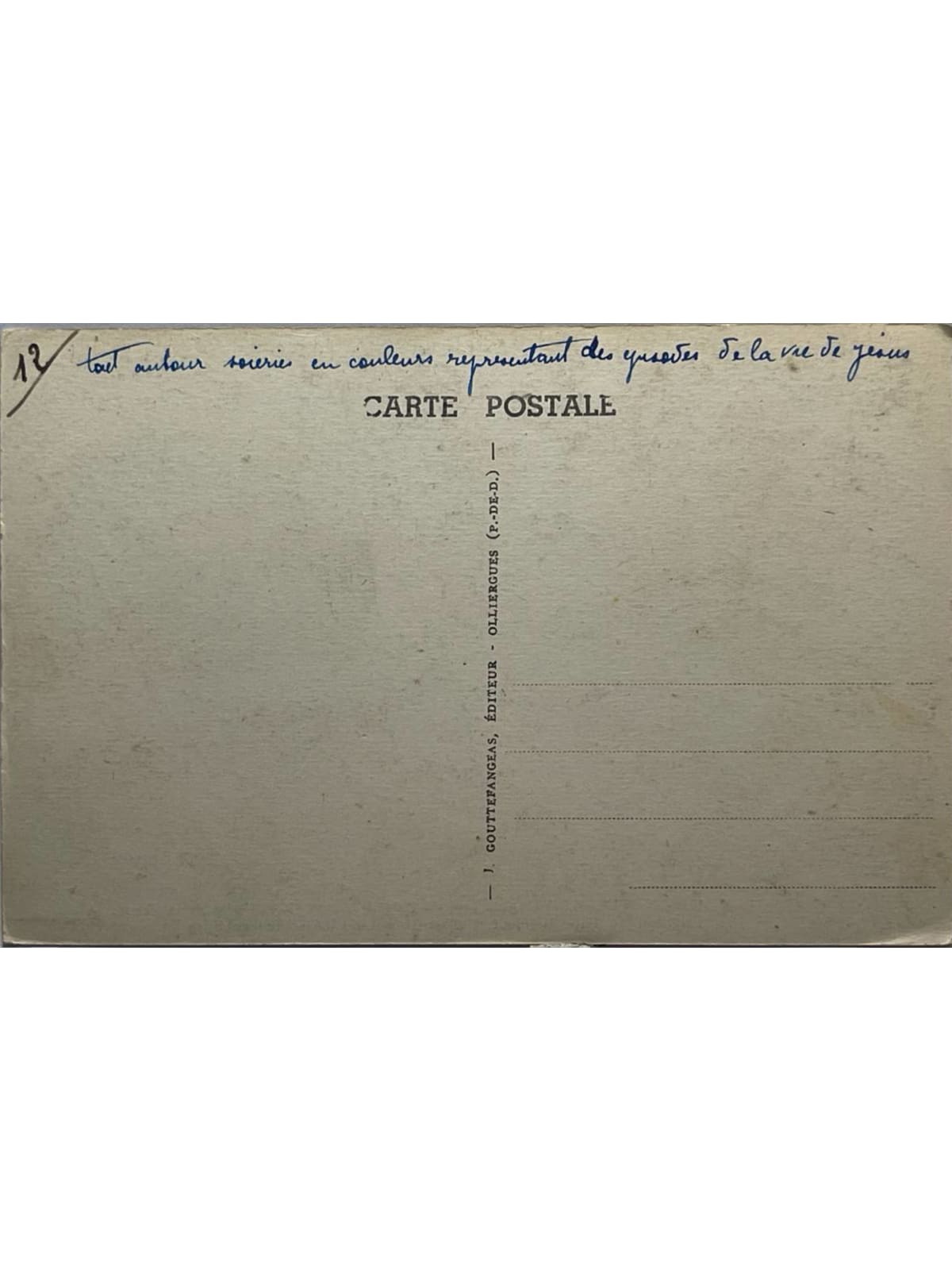 Verso de la carte postale
