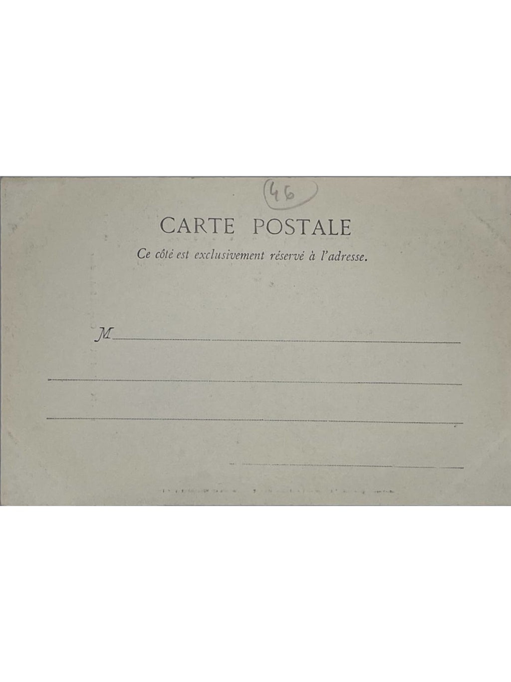 Verso de la carte postale