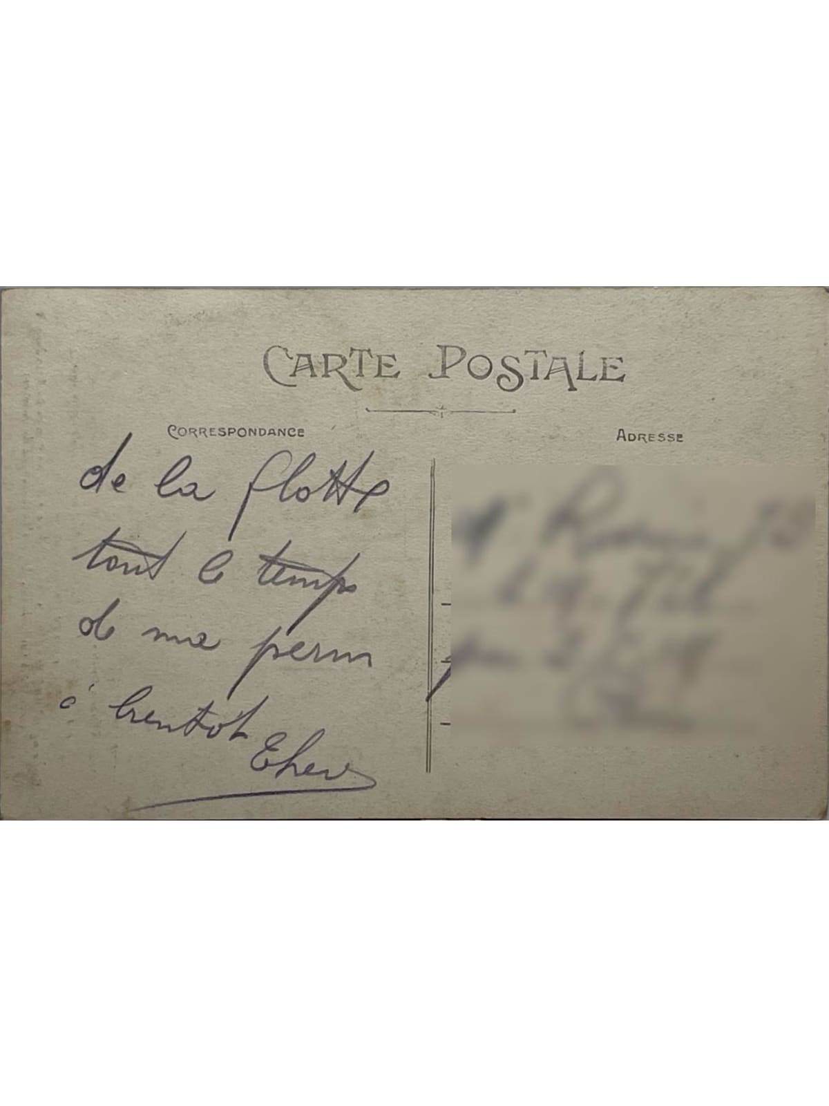 Verso de la carte postale