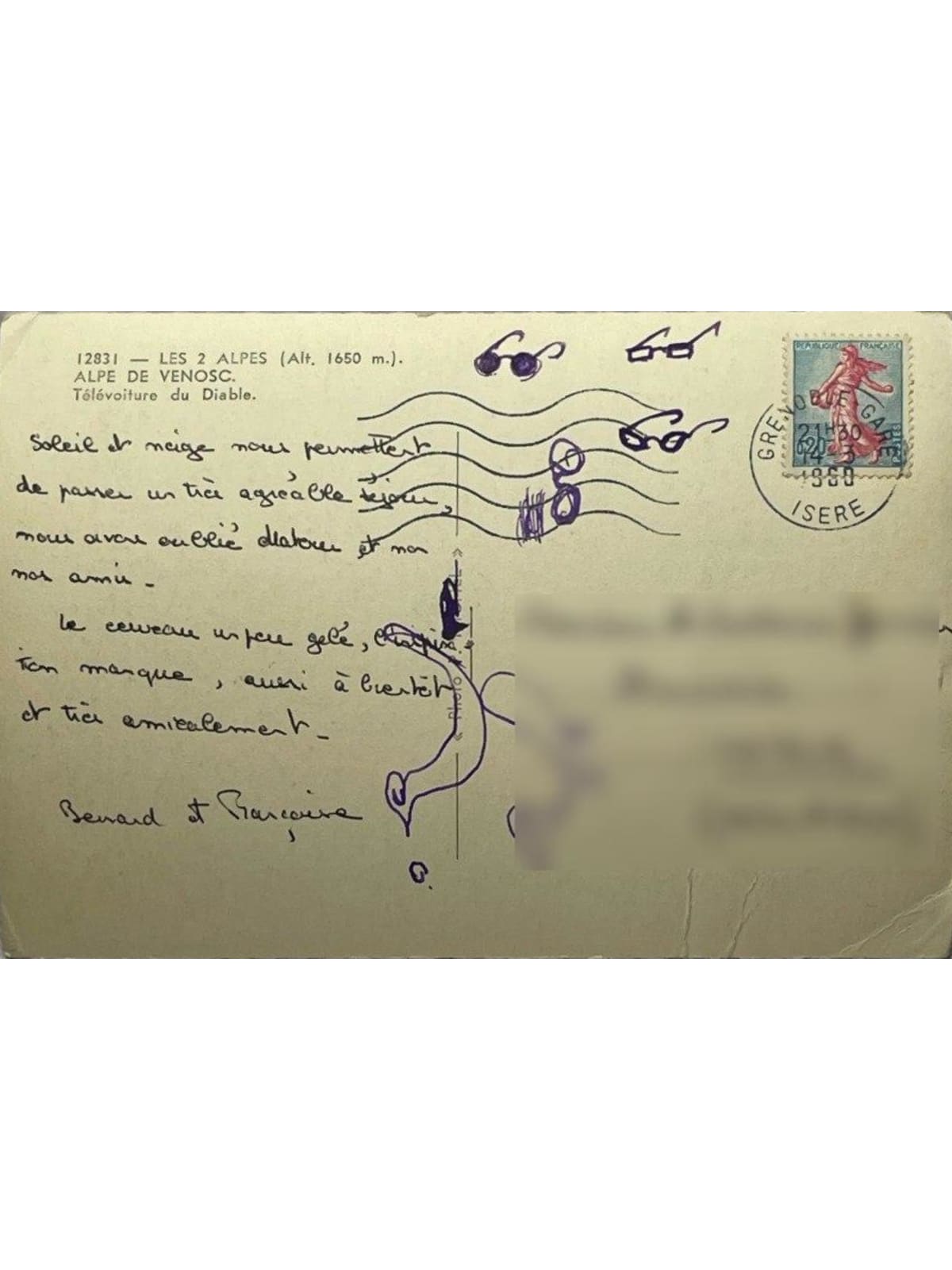 Verso de la carte postale