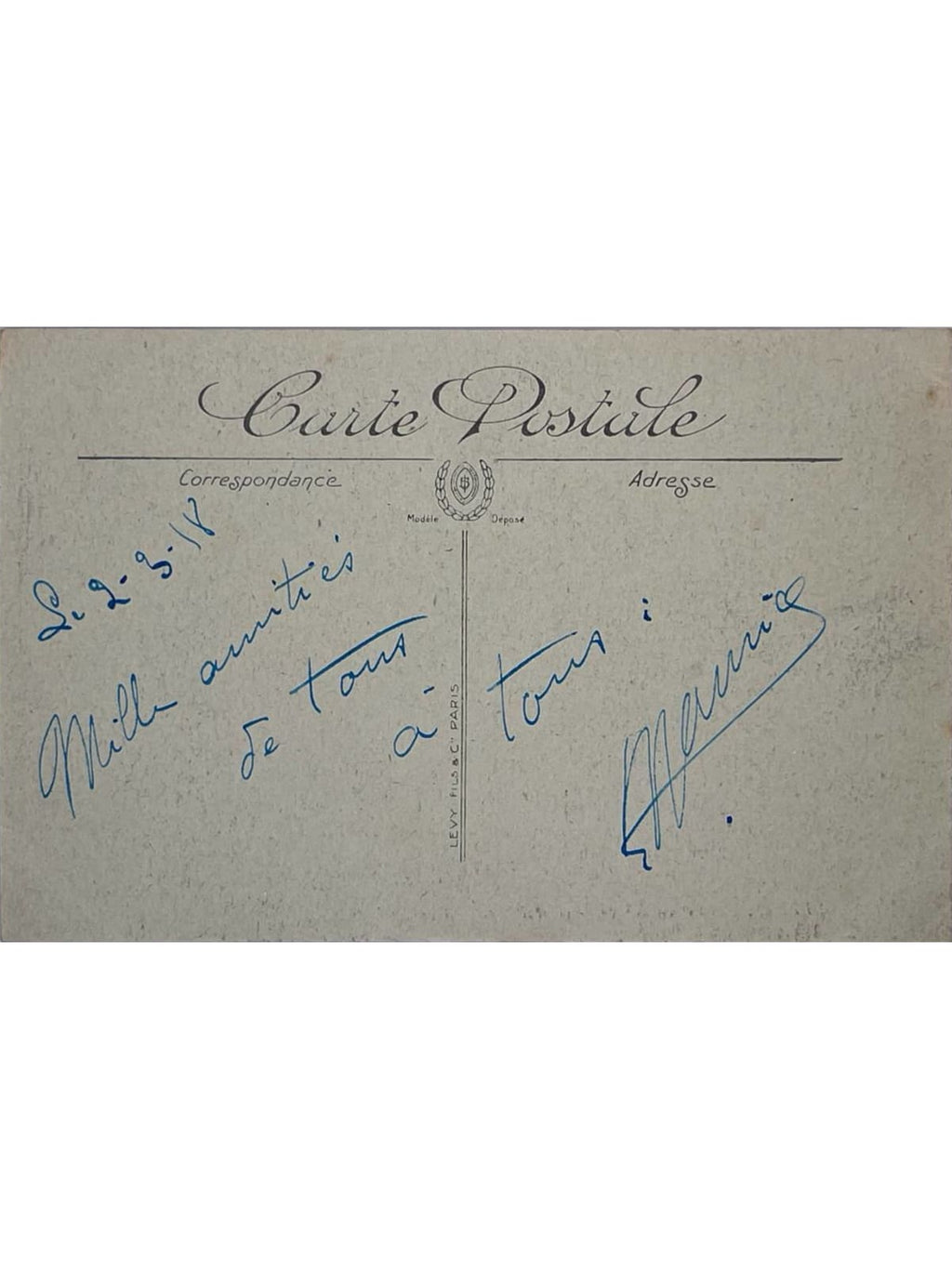 Verso de la carte postale
