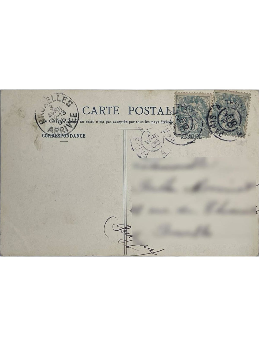 Verso de la carte postale