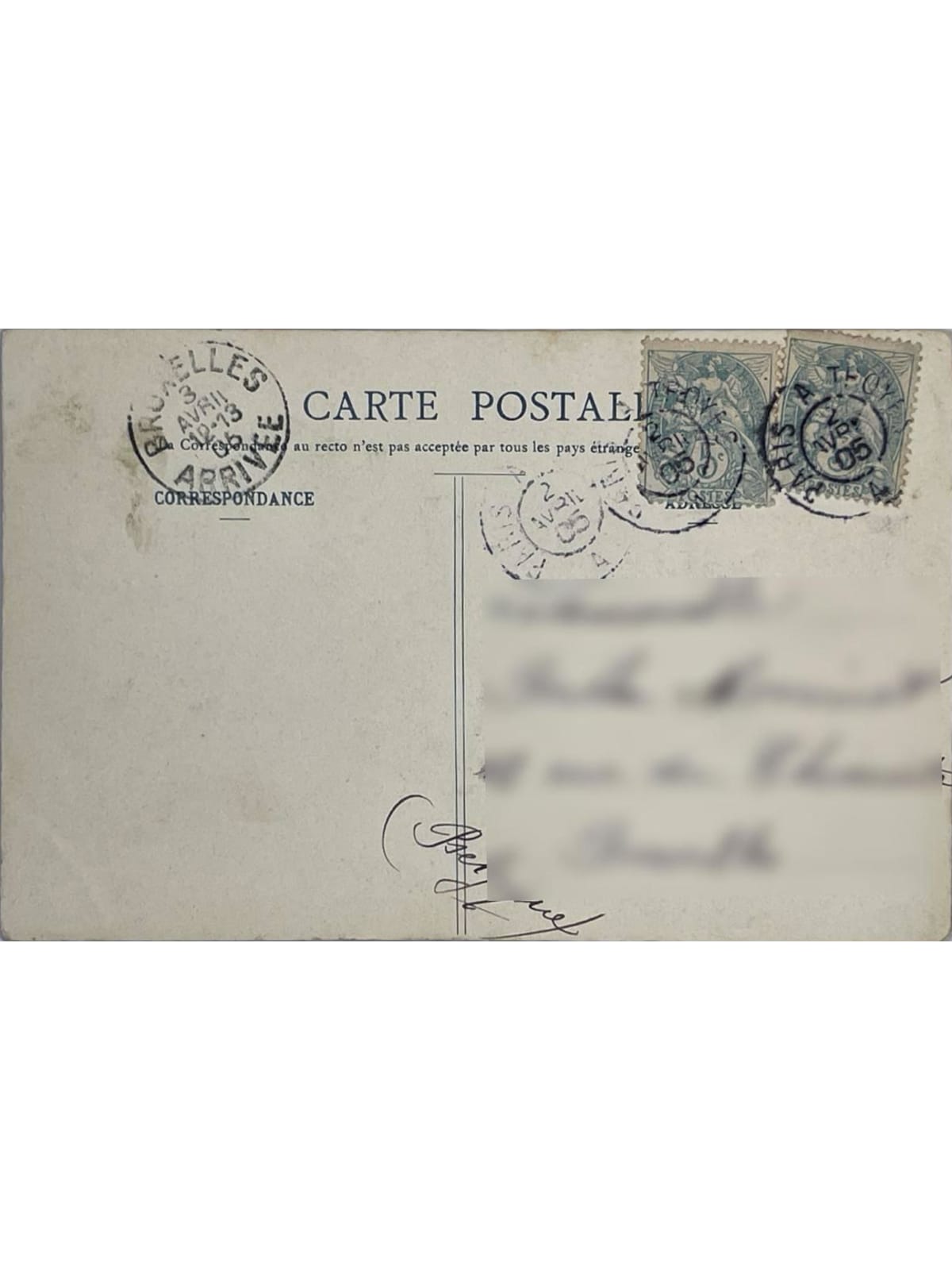 Verso de la carte postale