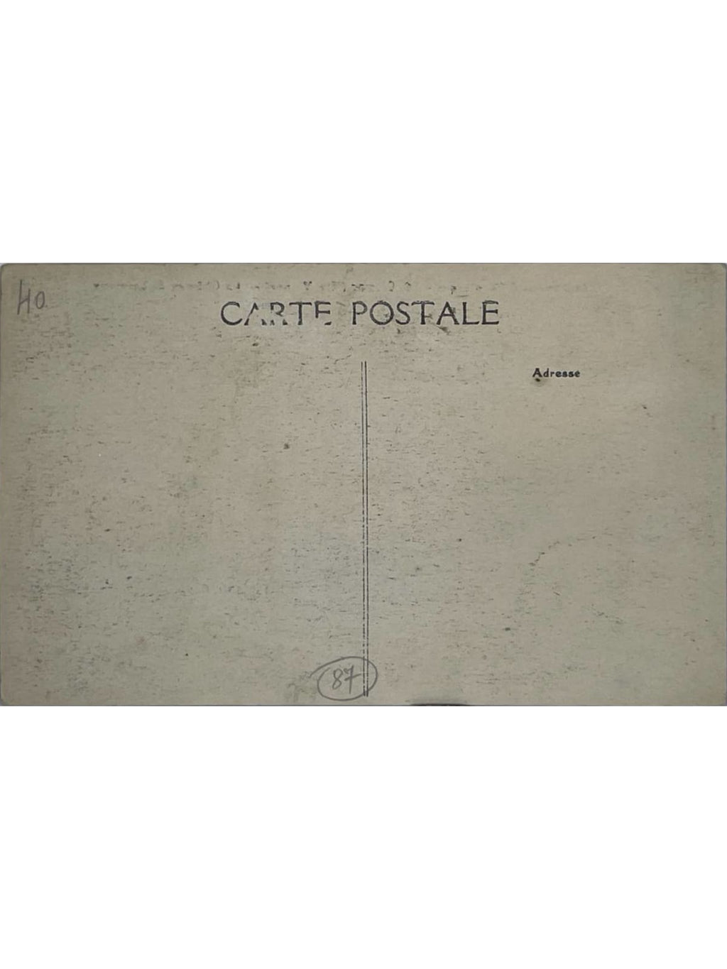 Verso de la carte postale