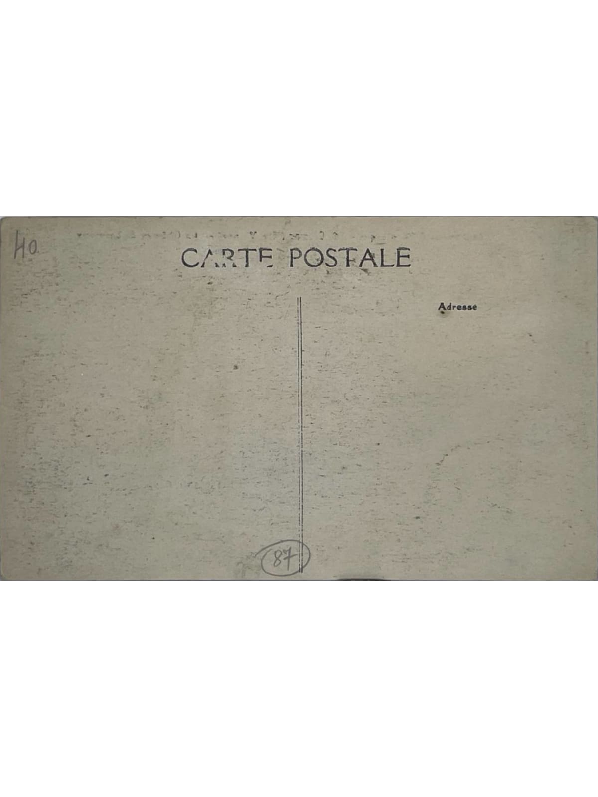 Verso de la carte postale