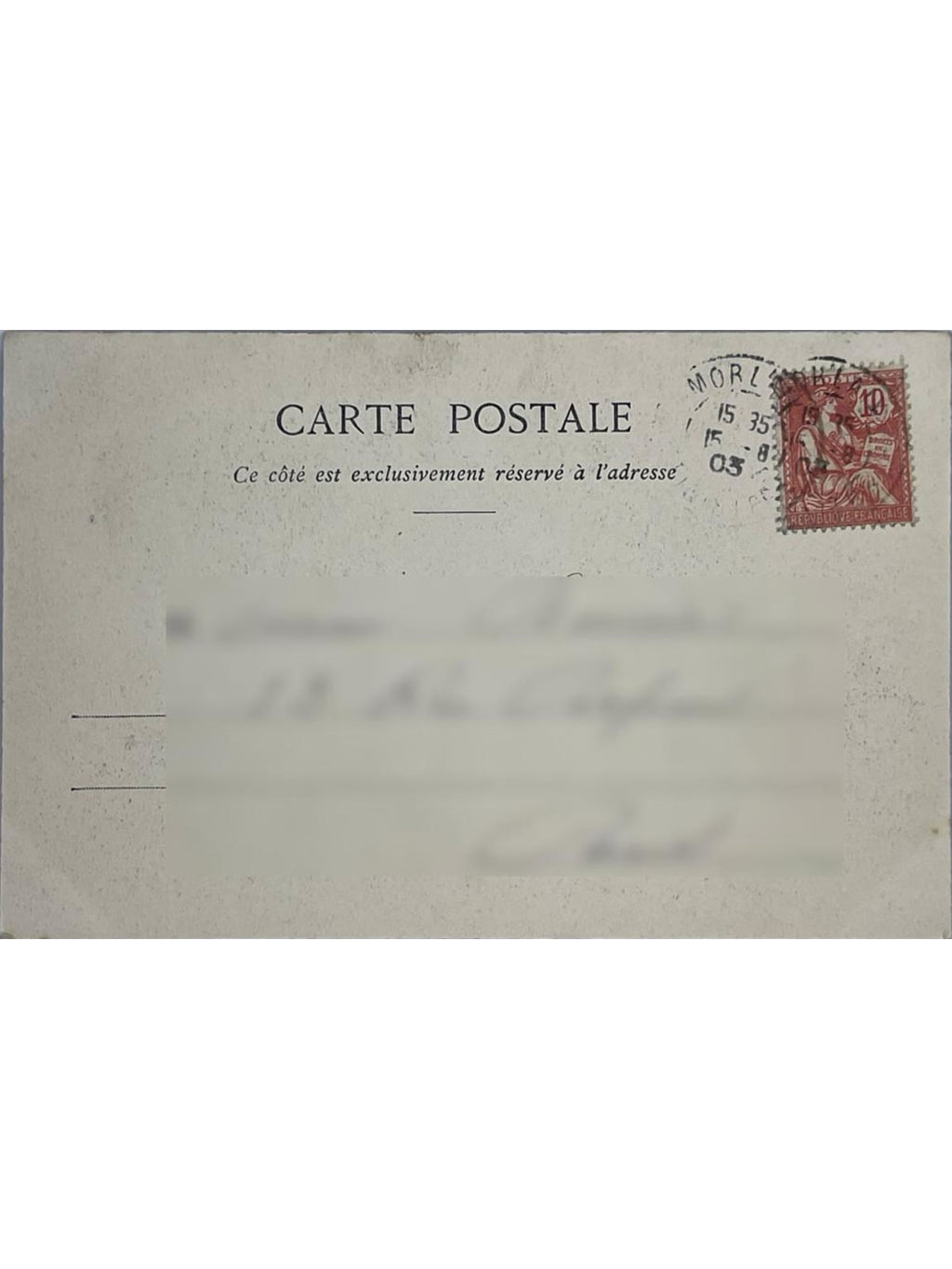 Verso de la carte postale