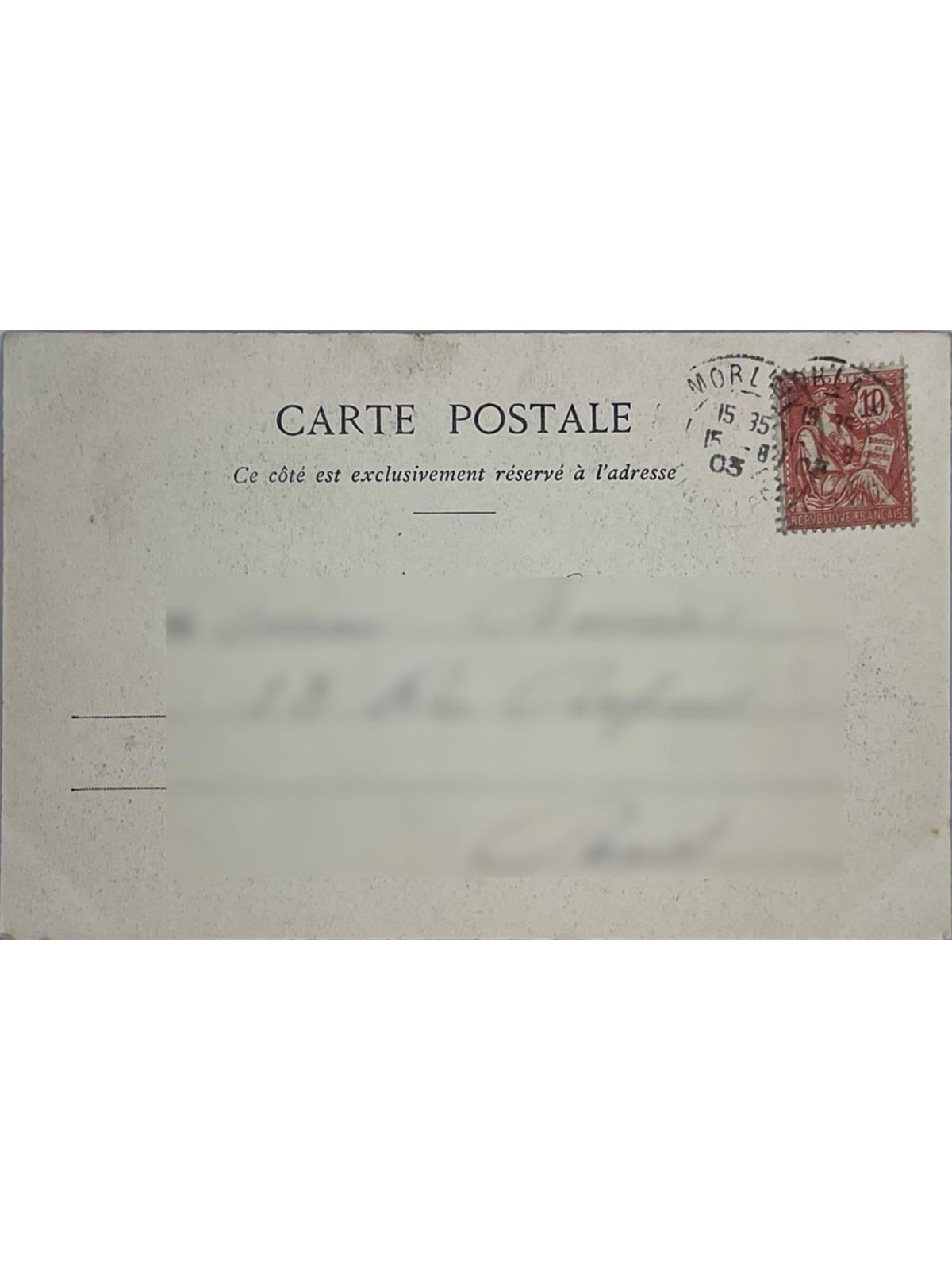 Verso de la carte postale