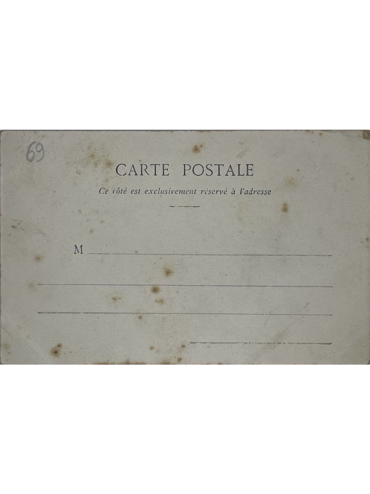 Verso de la carte postale