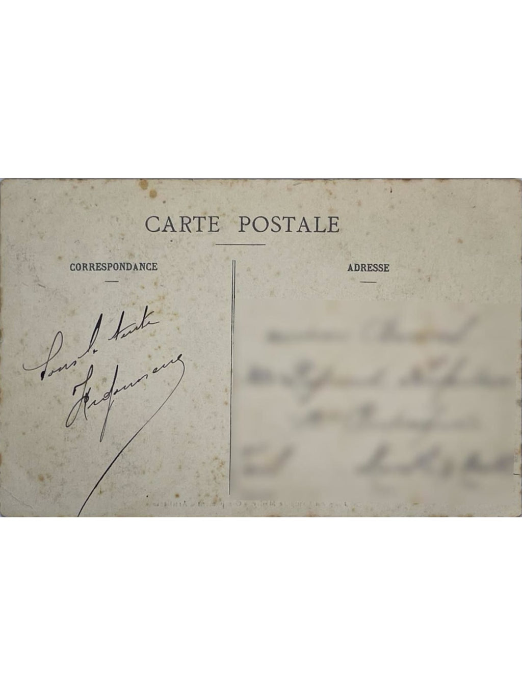 Verso de la carte postale