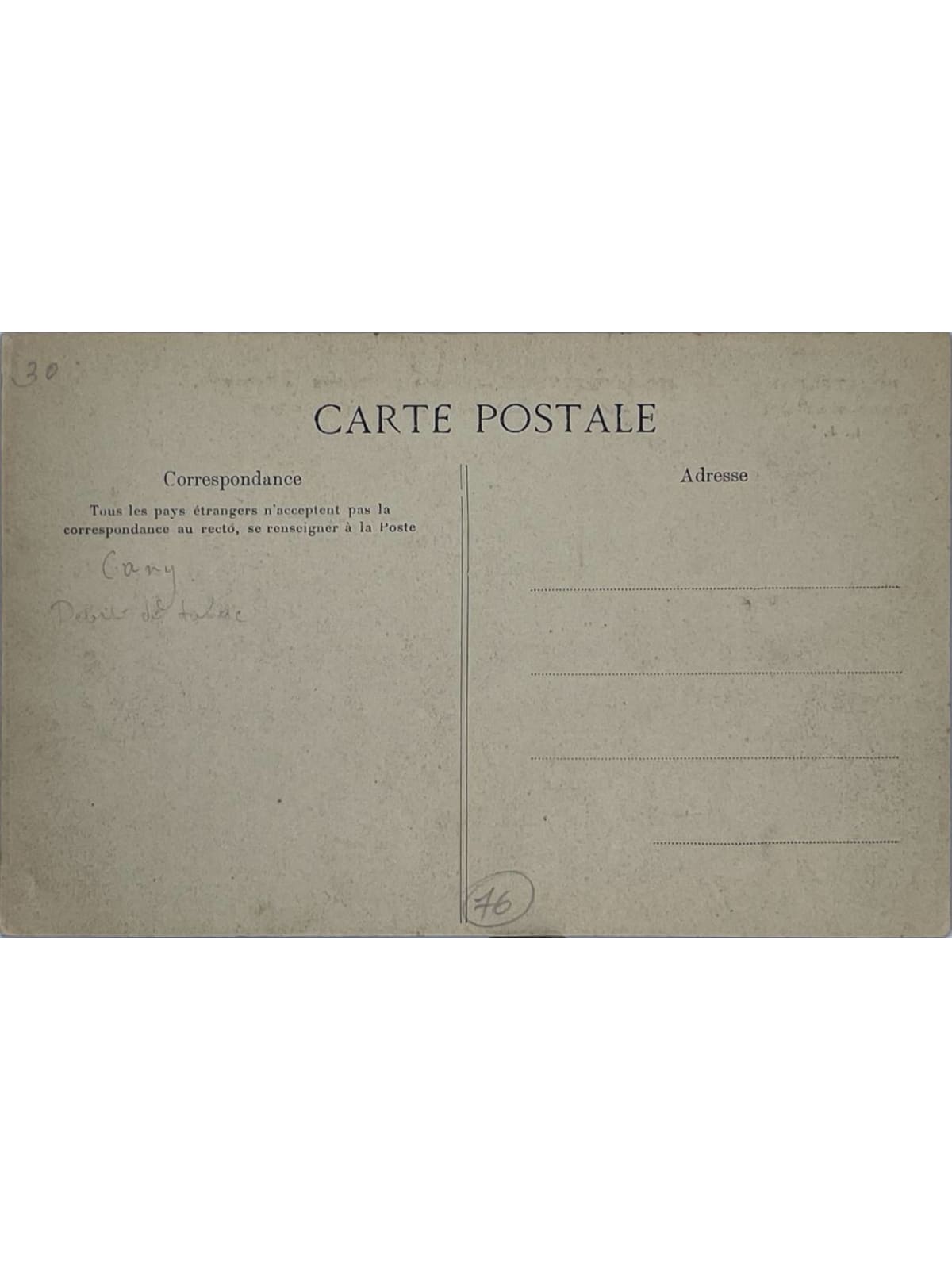 Verso de la carte postale