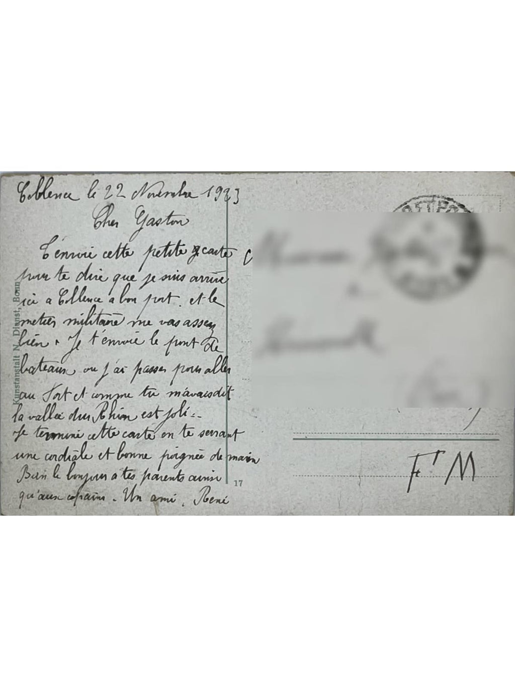 Verso de la carte postale