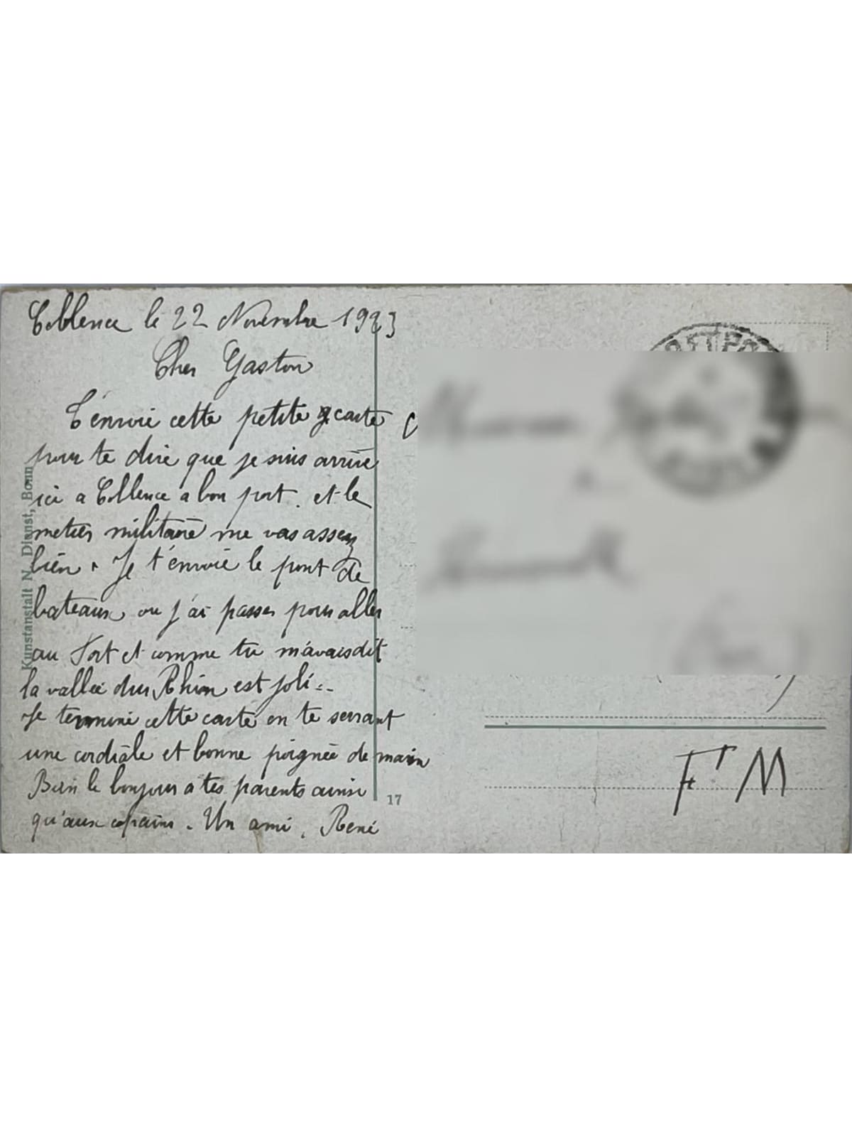 Verso de la carte postale
