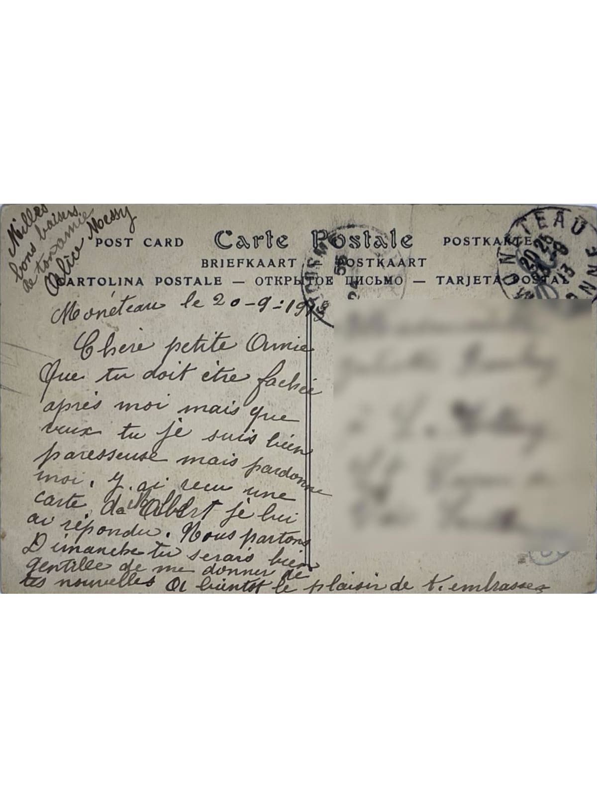 Verso de la carte postale