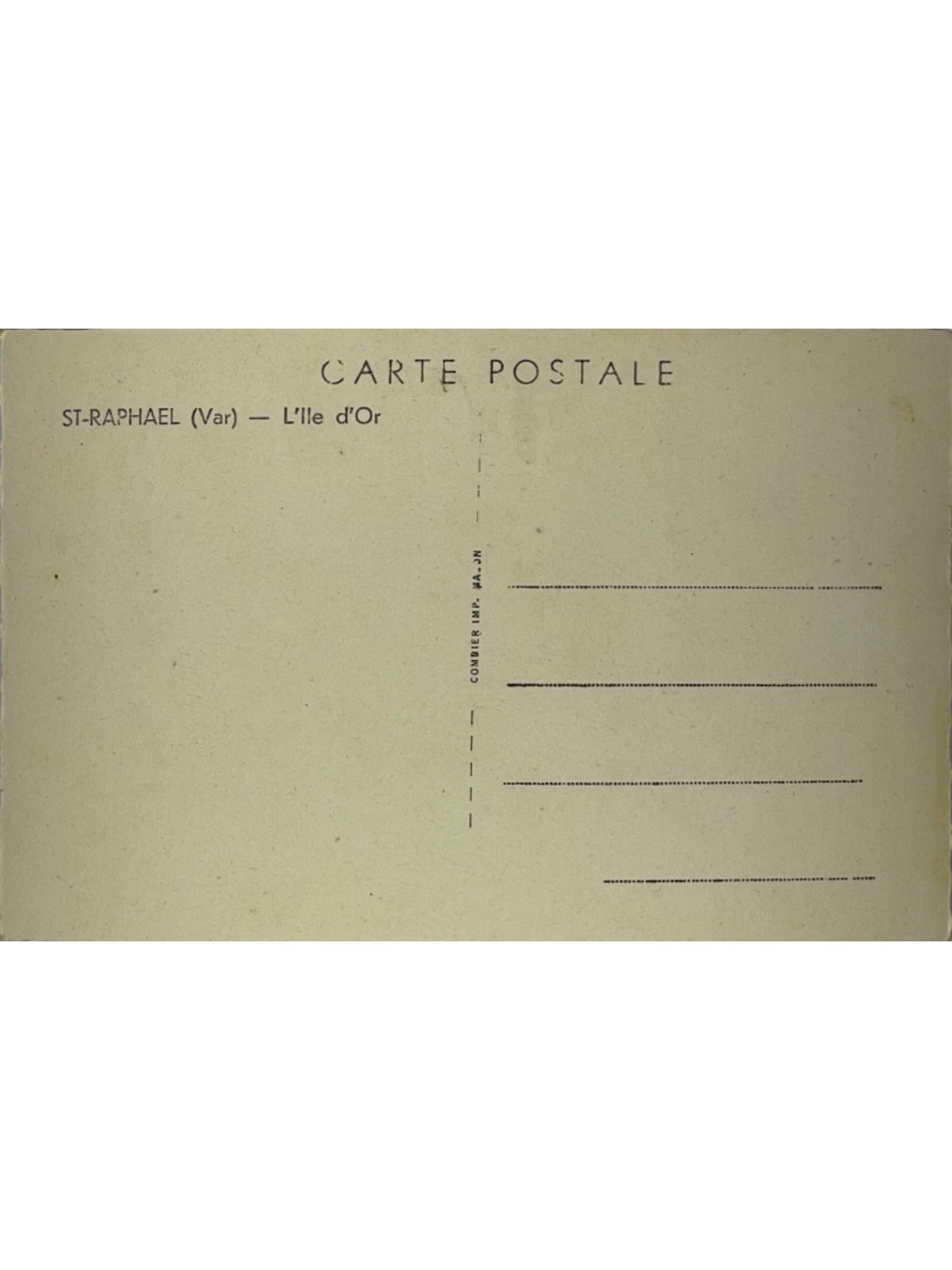 Verso de la carte postale