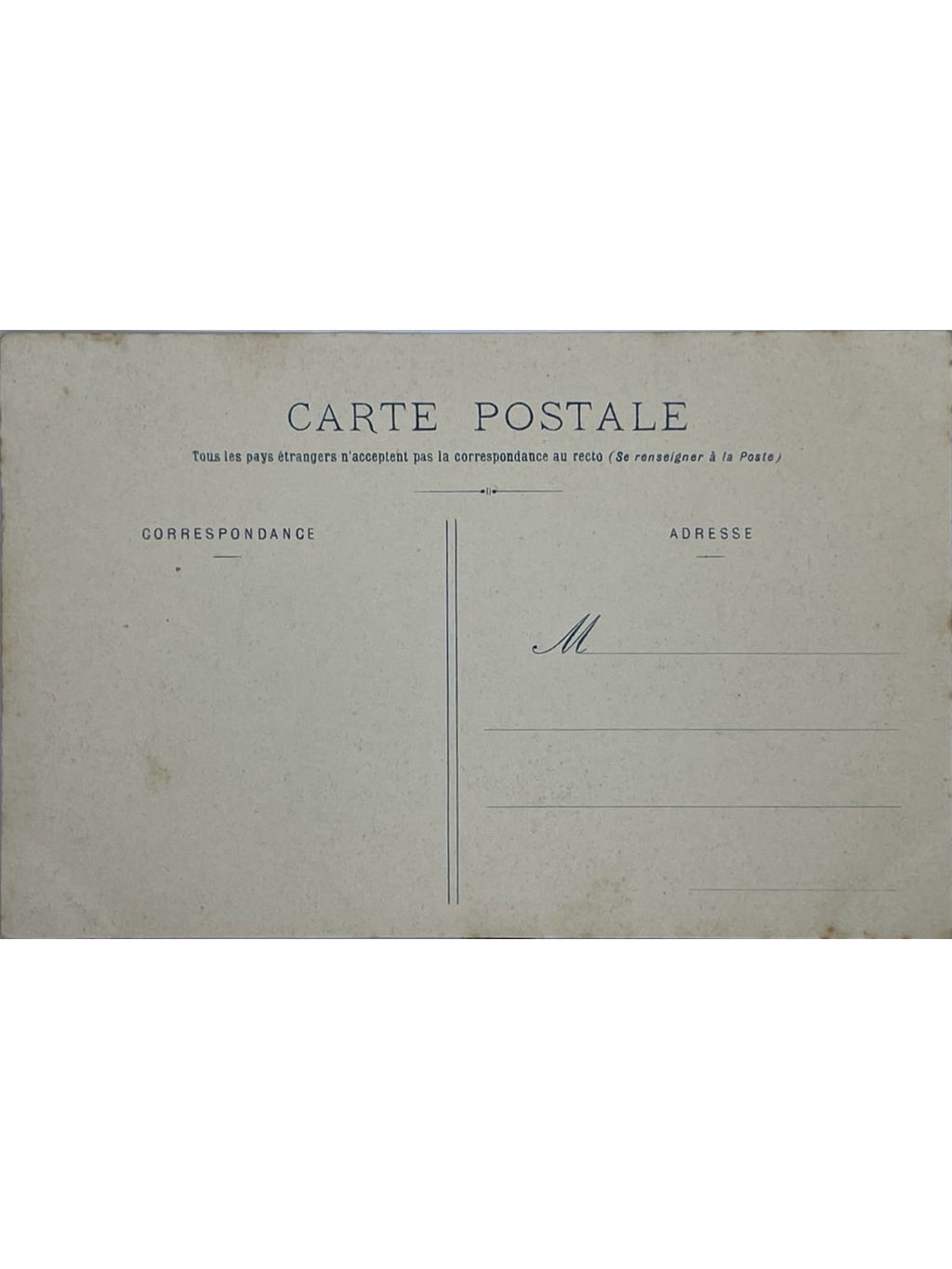 Verso de la carte postale