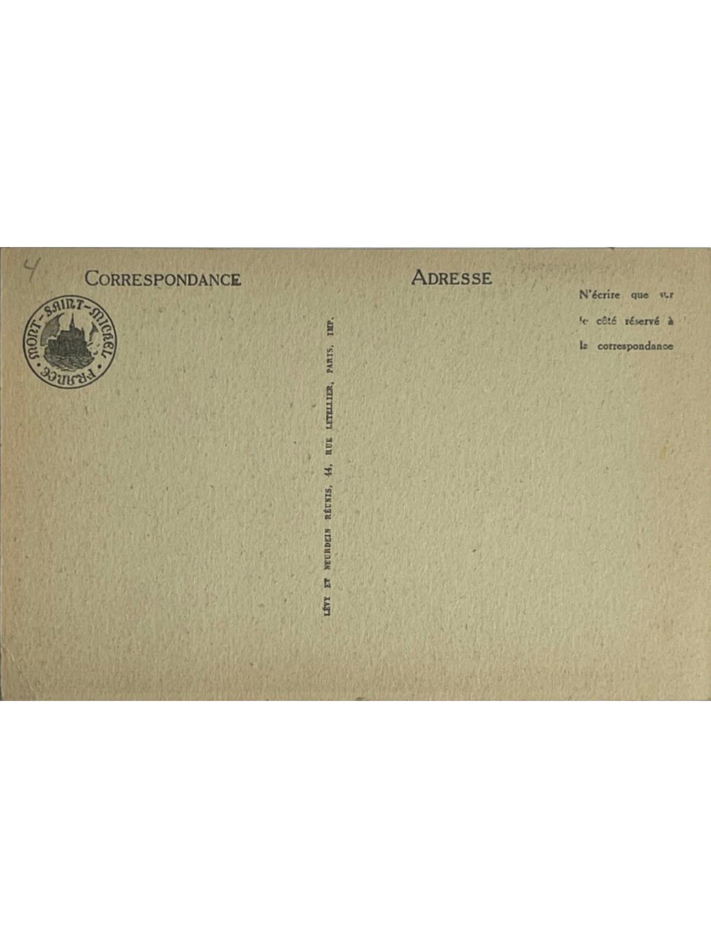 Verso de la carte postale