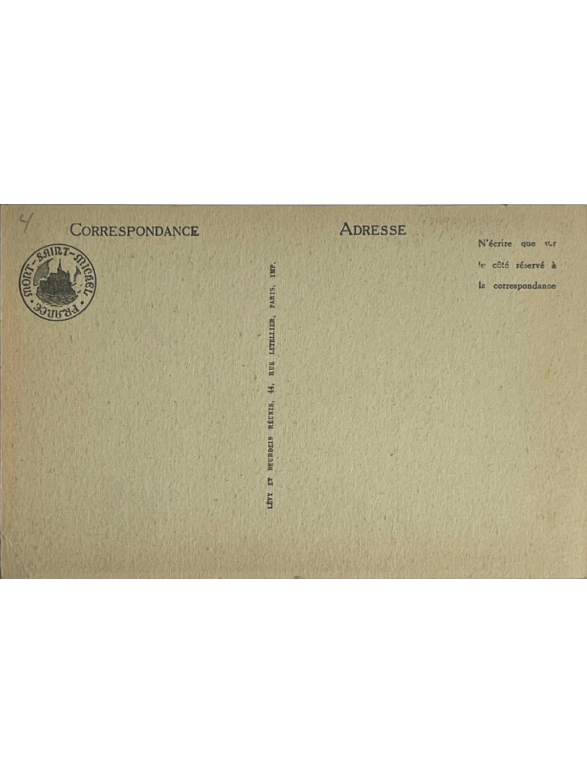 Verso de la carte postale
