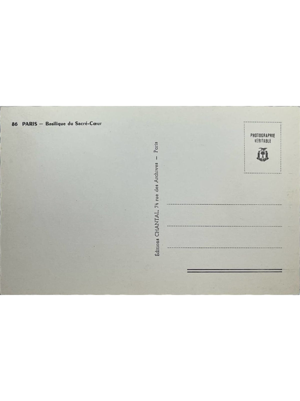 Verso de la carte postale