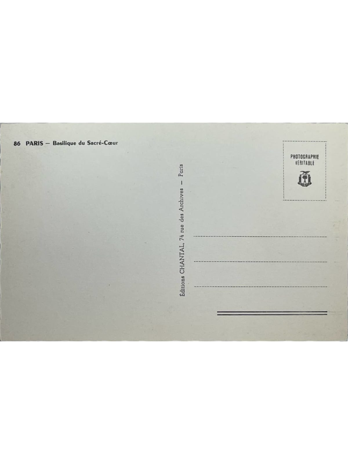 Verso de la carte postale