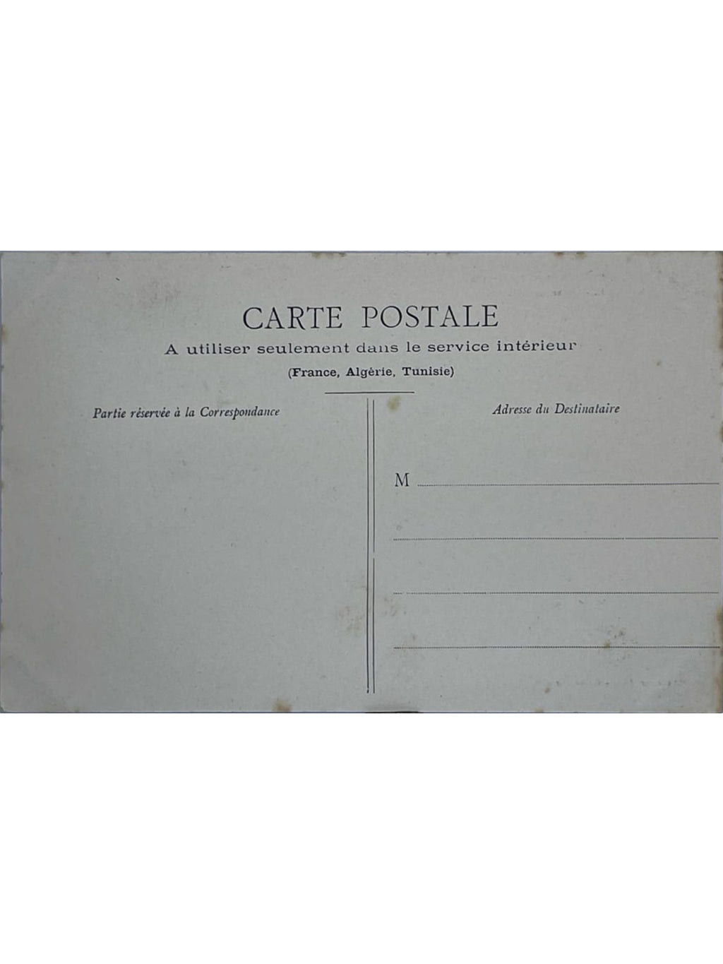 Verso de la carte postale