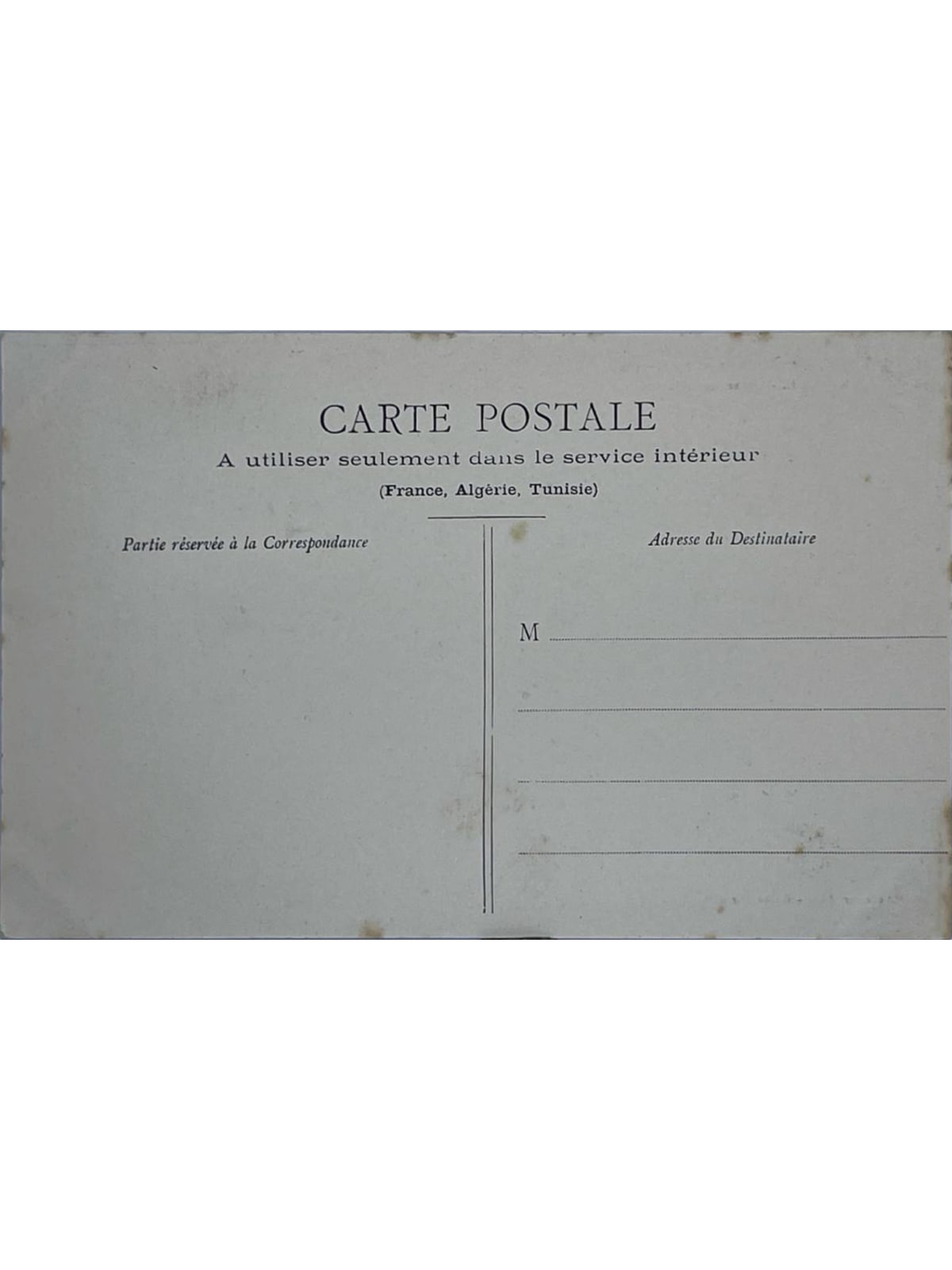 Verso de la carte postale
