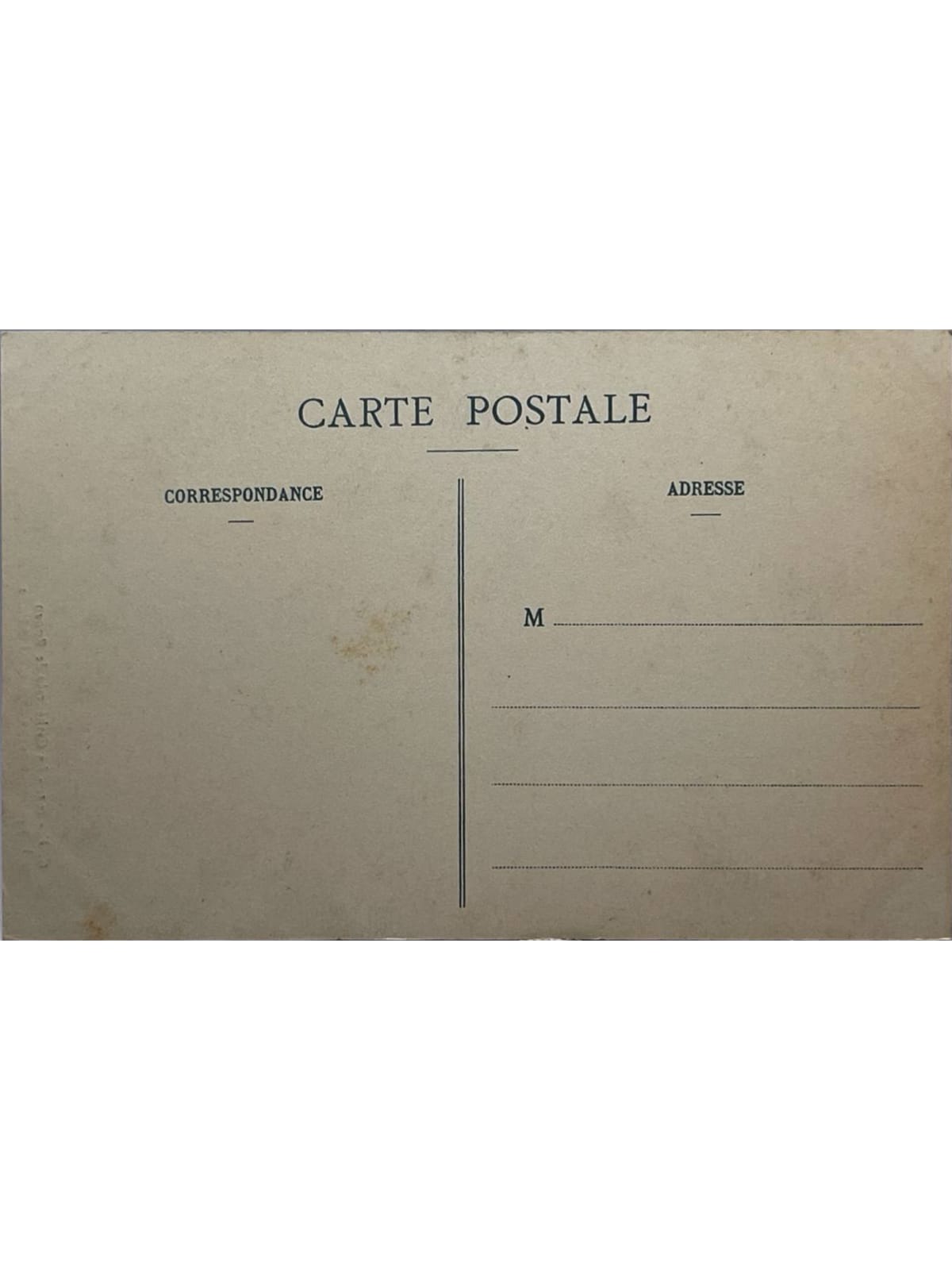 Verso de la carte postale