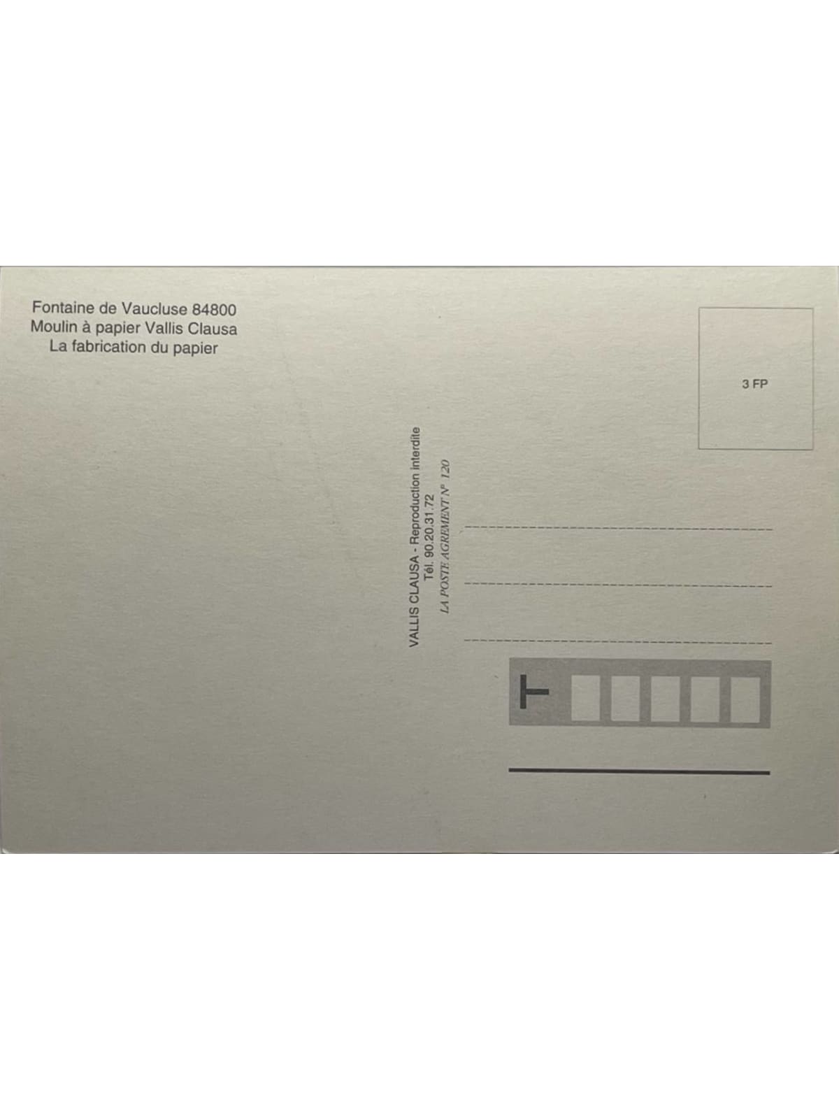 Verso de la carte postale