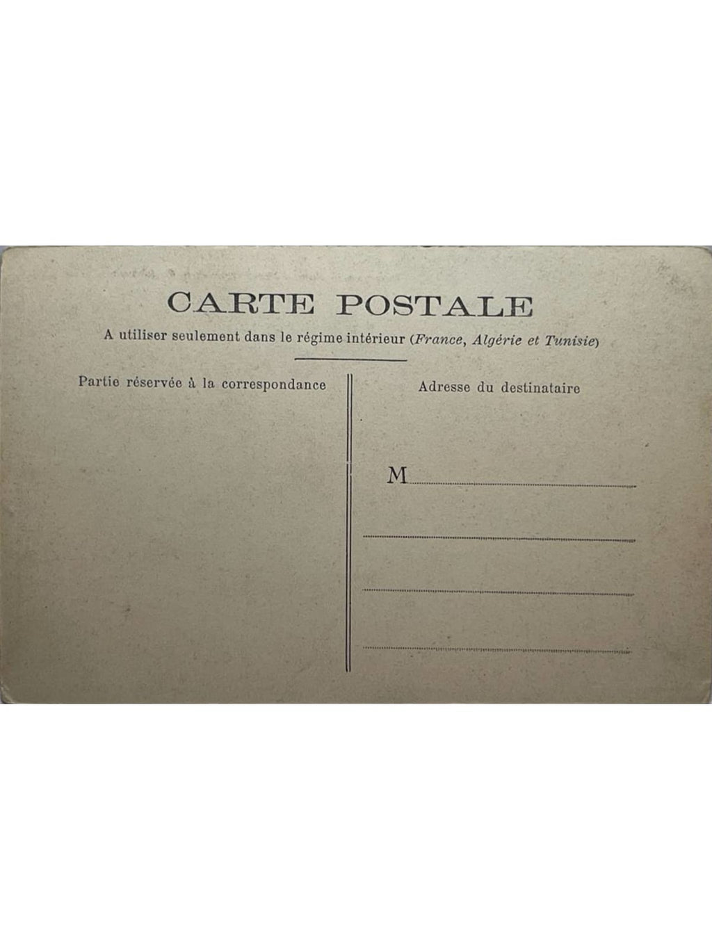 Verso de la carte postale