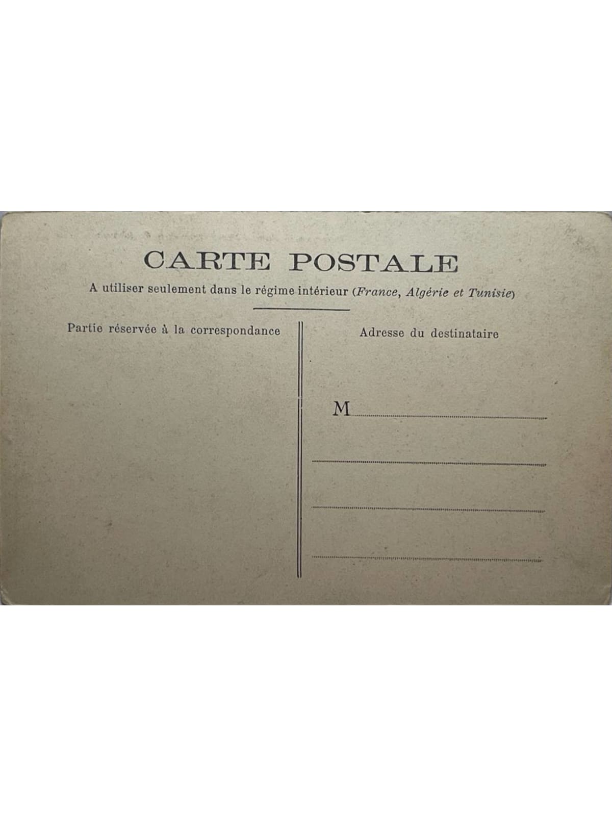 Verso de la carte postale