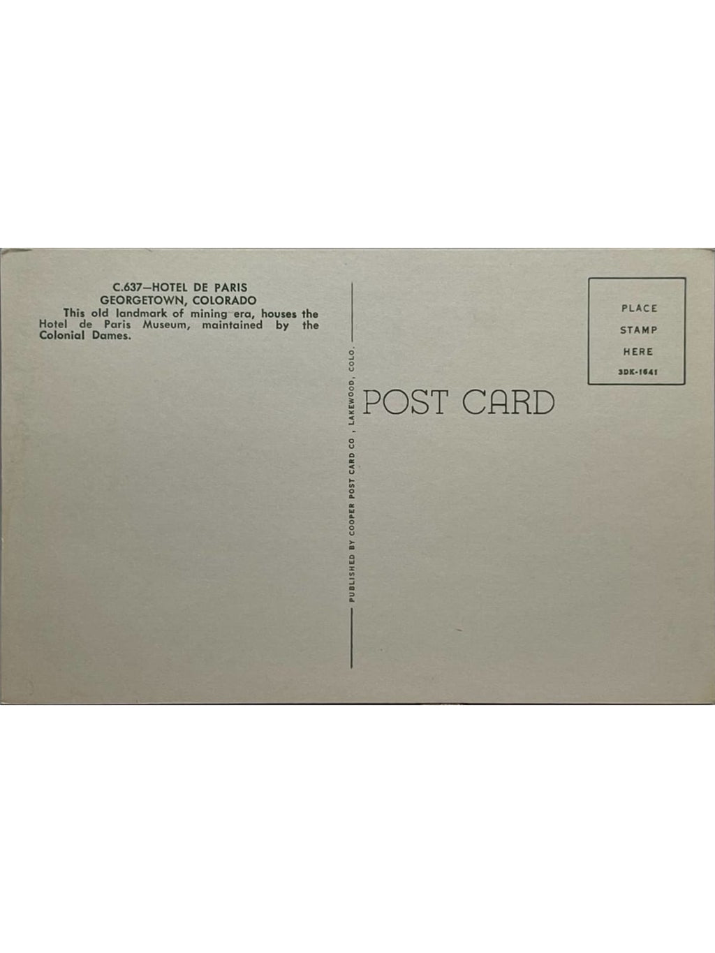 Verso de la carte postale