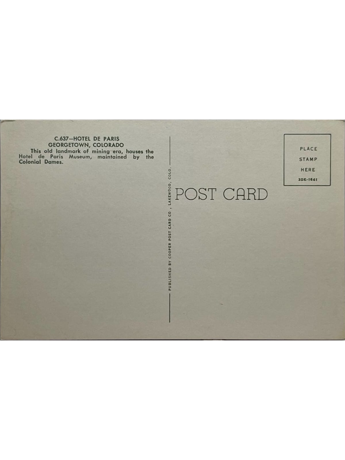 Verso de la carte postale