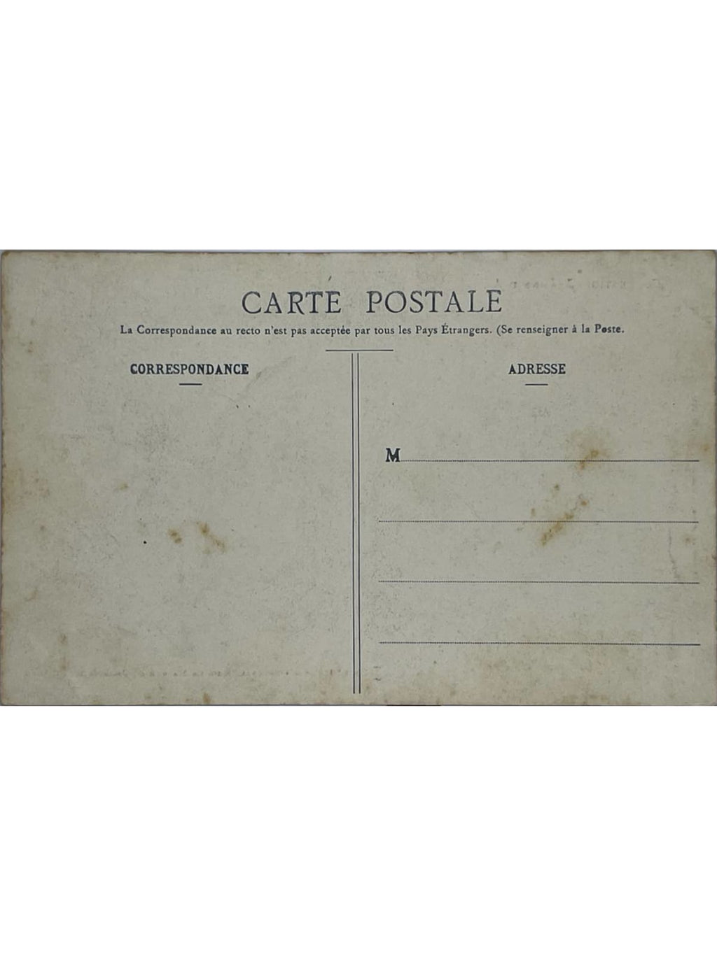 Verso de la carte postale