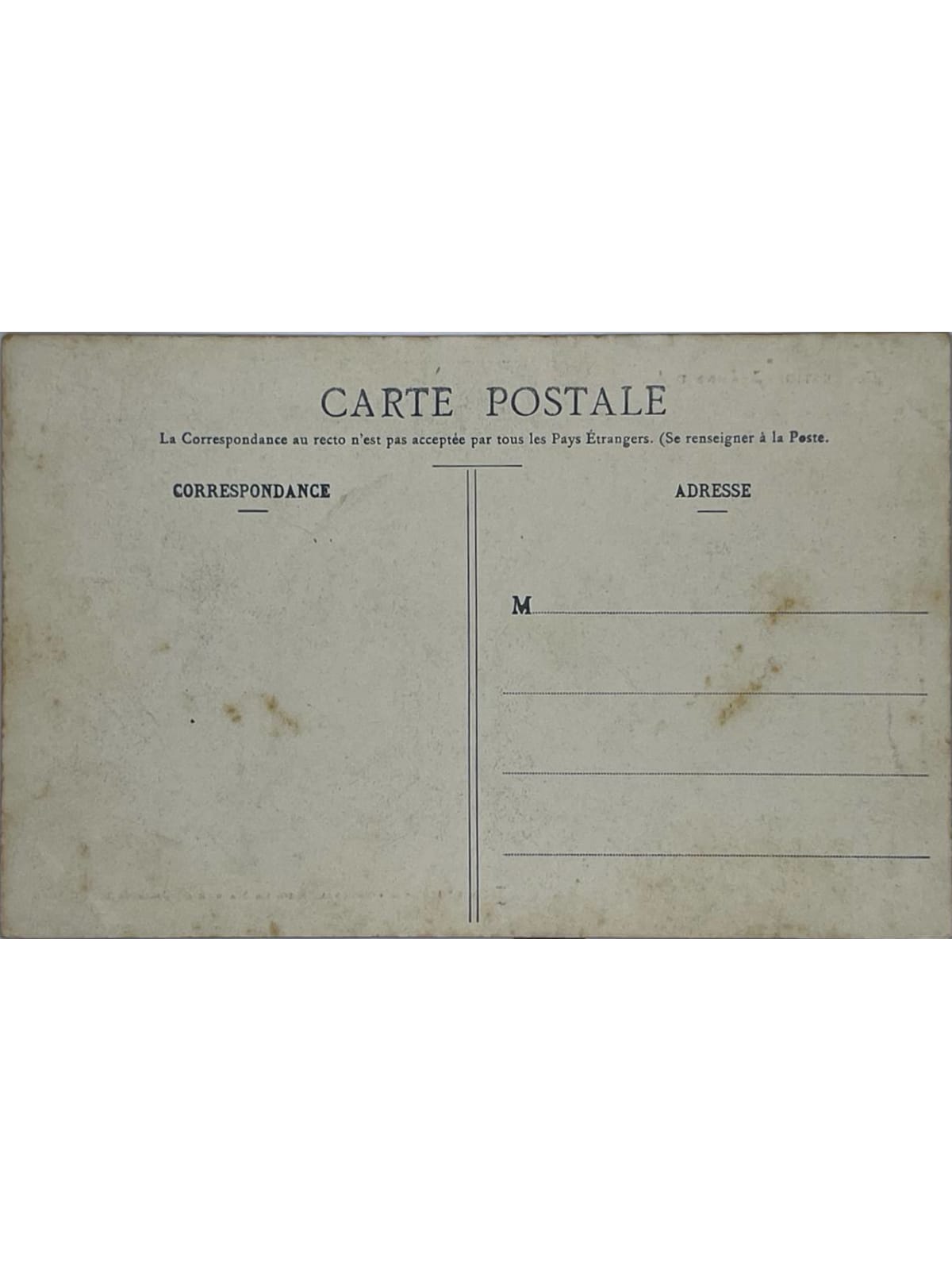 Verso de la carte postale
