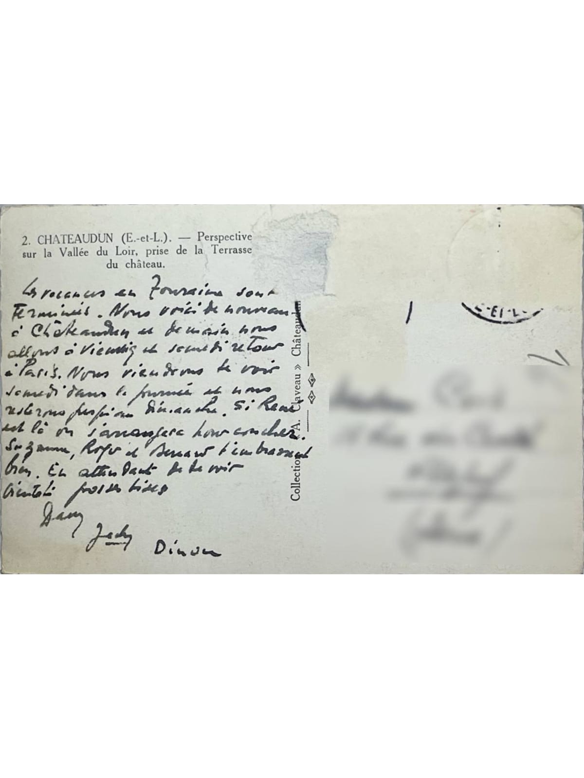 Verso de la carte postale