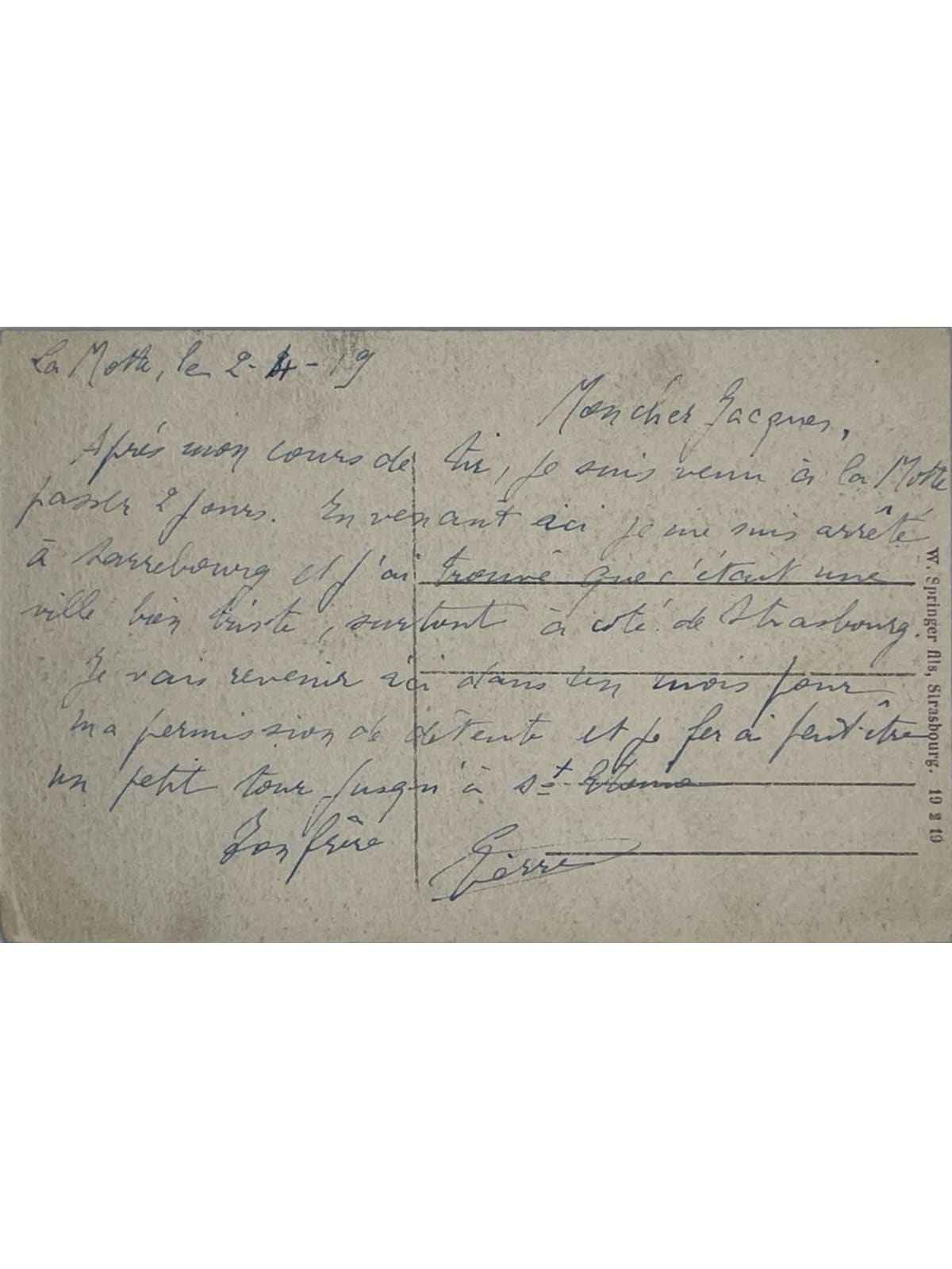 Verso de la carte postale
