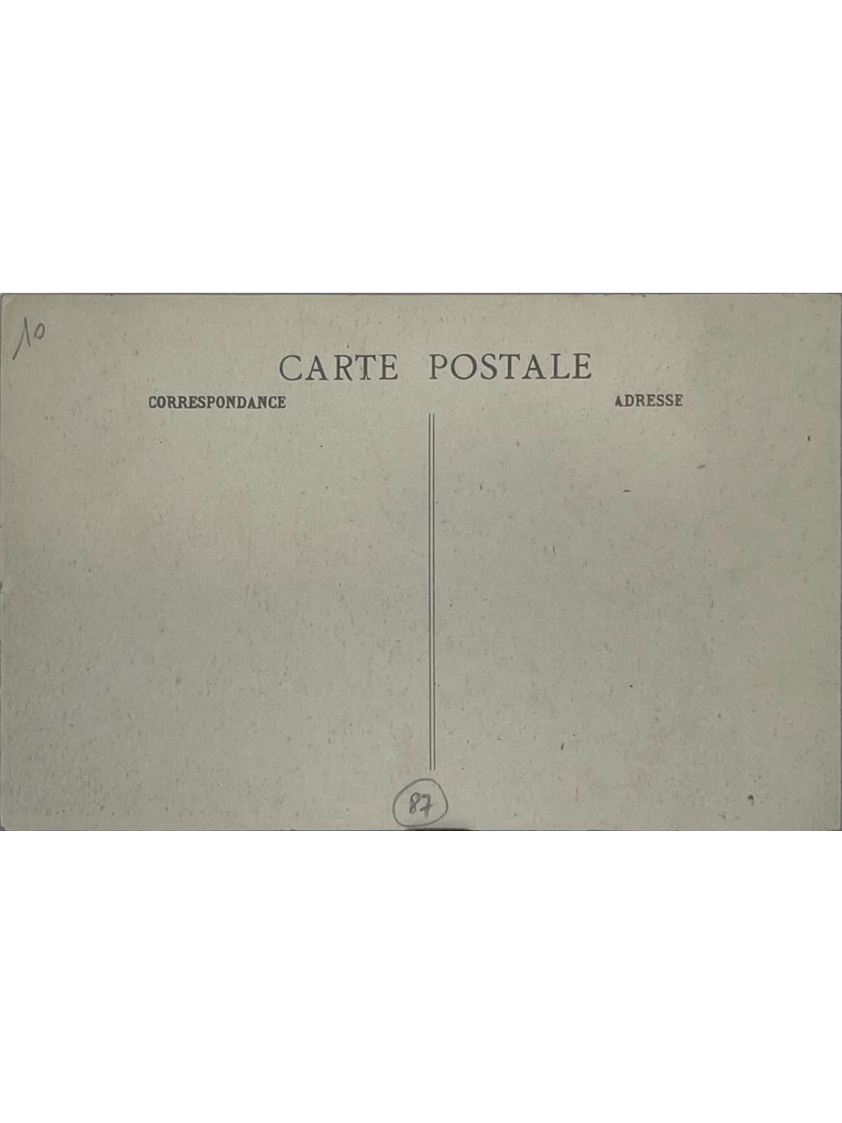 Verso de la carte postale