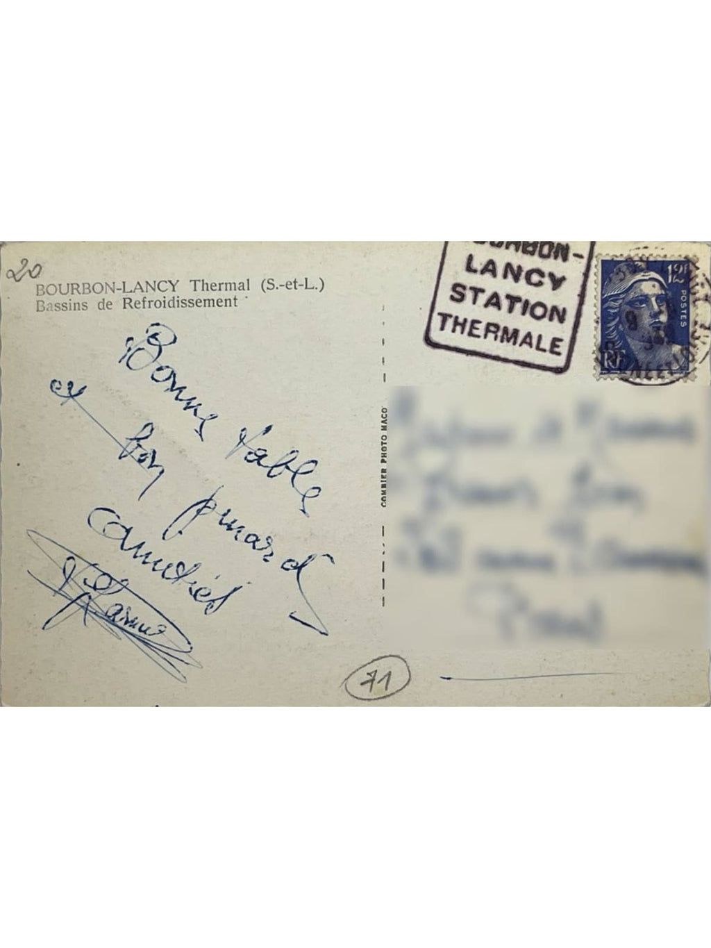 Verso de la carte postale