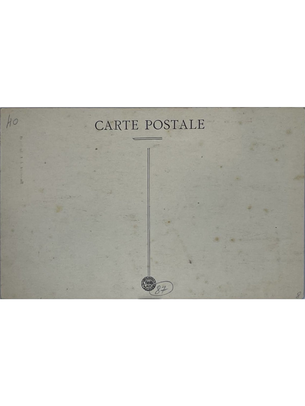 Verso de la carte postale