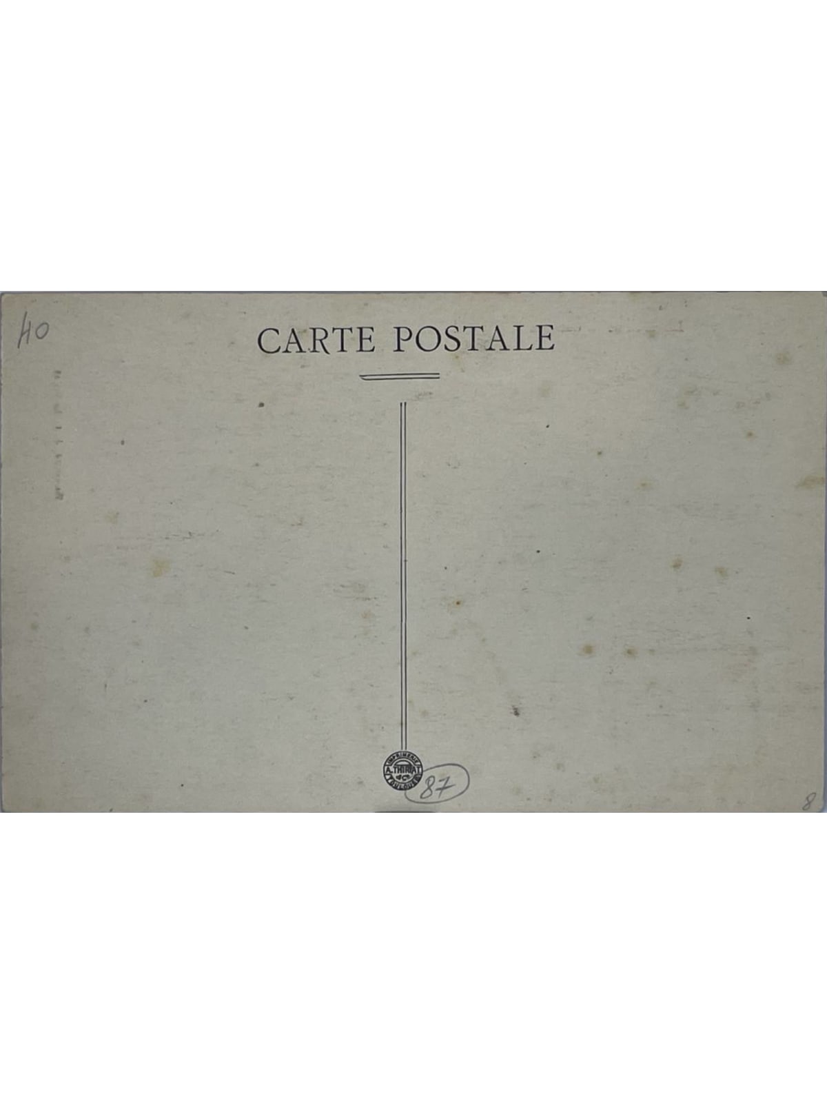 Verso de la carte postale