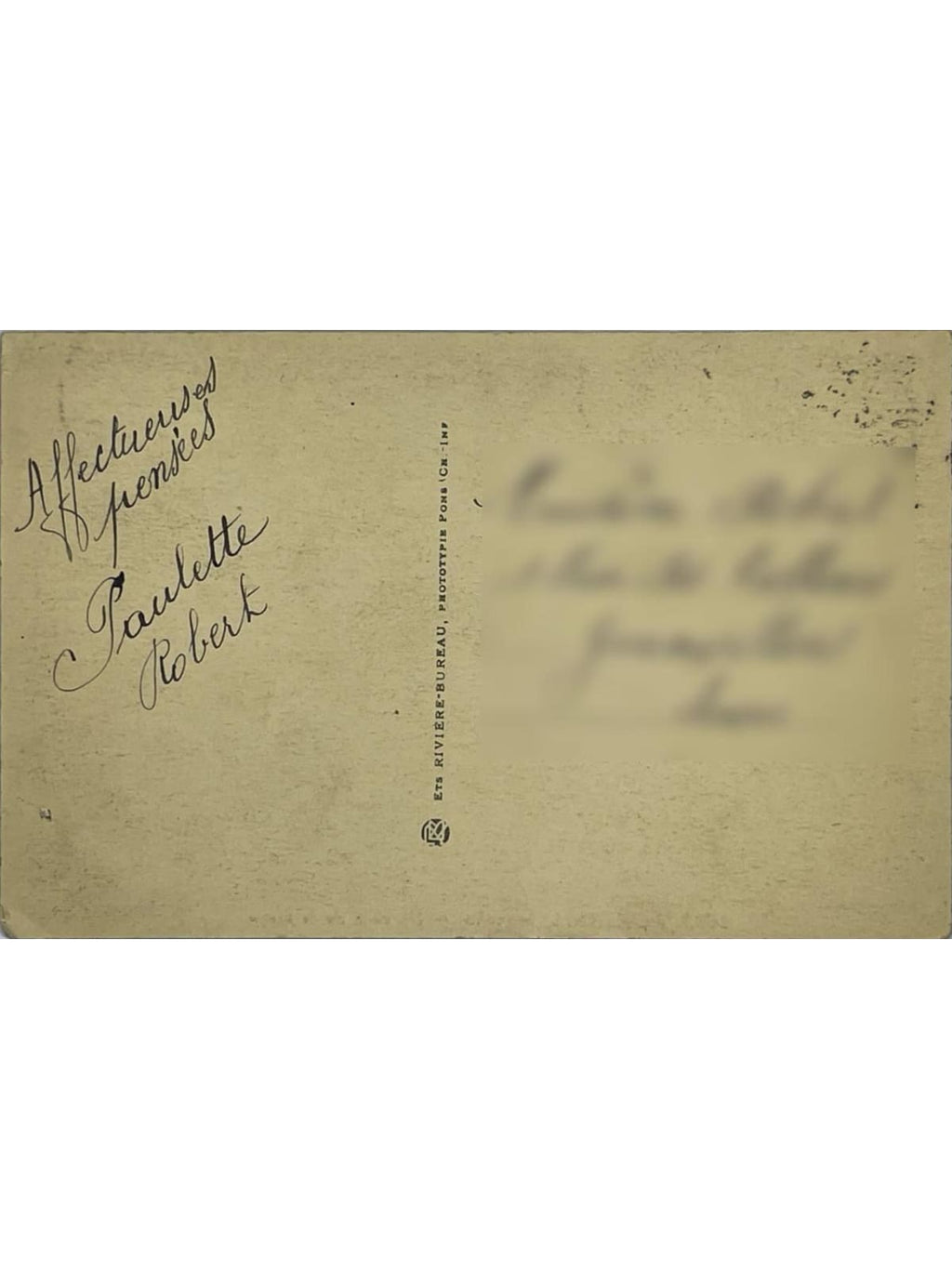 Verso de la carte postale