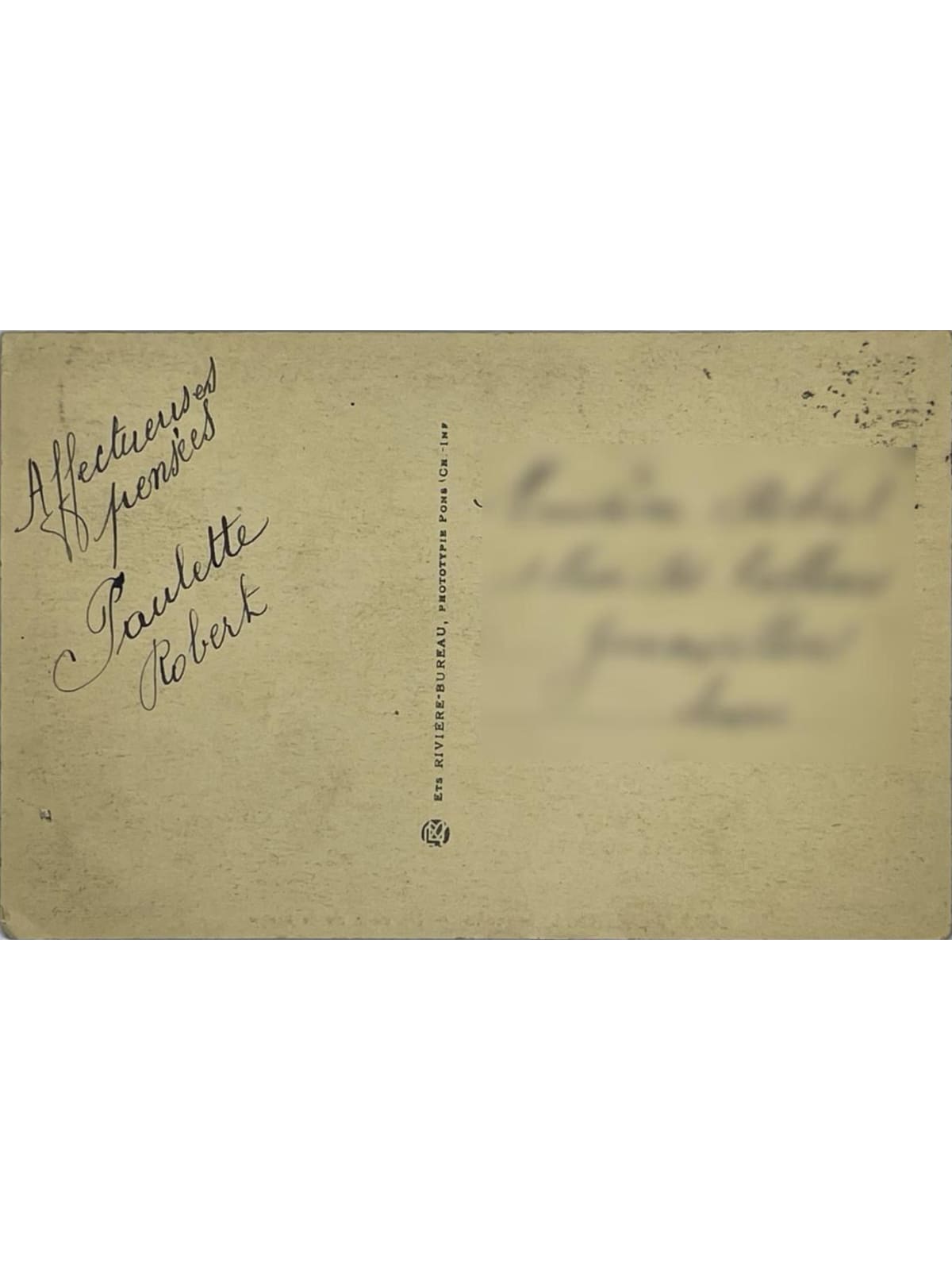 Verso de la carte postale