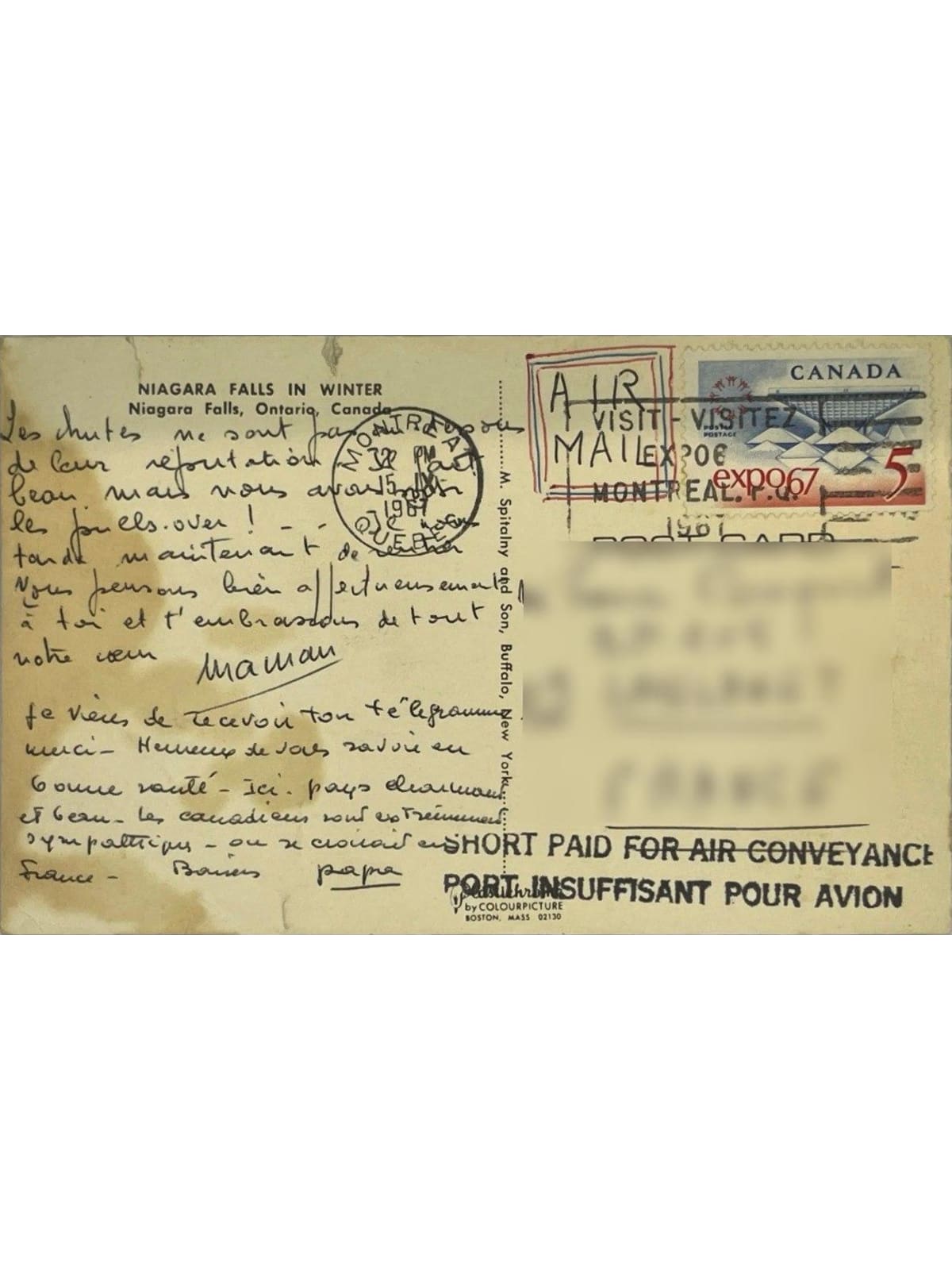 Verso de la carte postale