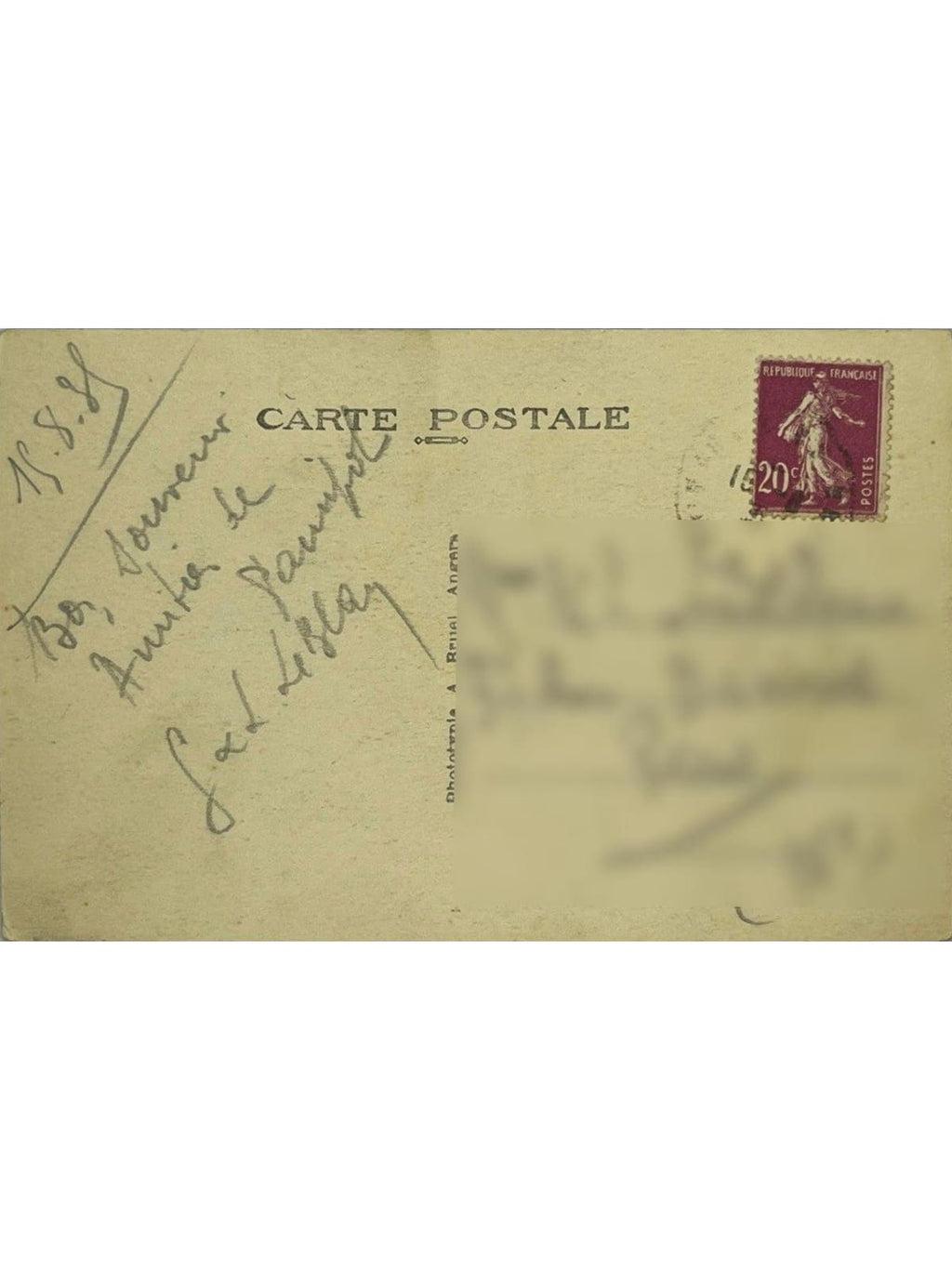Verso de la carte postale
